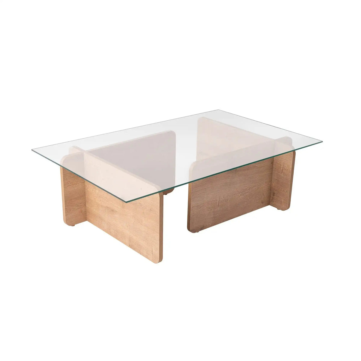 Masuta cafea FLAVIO, stejar miere/transparent, PAL/sticla, 105x65x30 cm