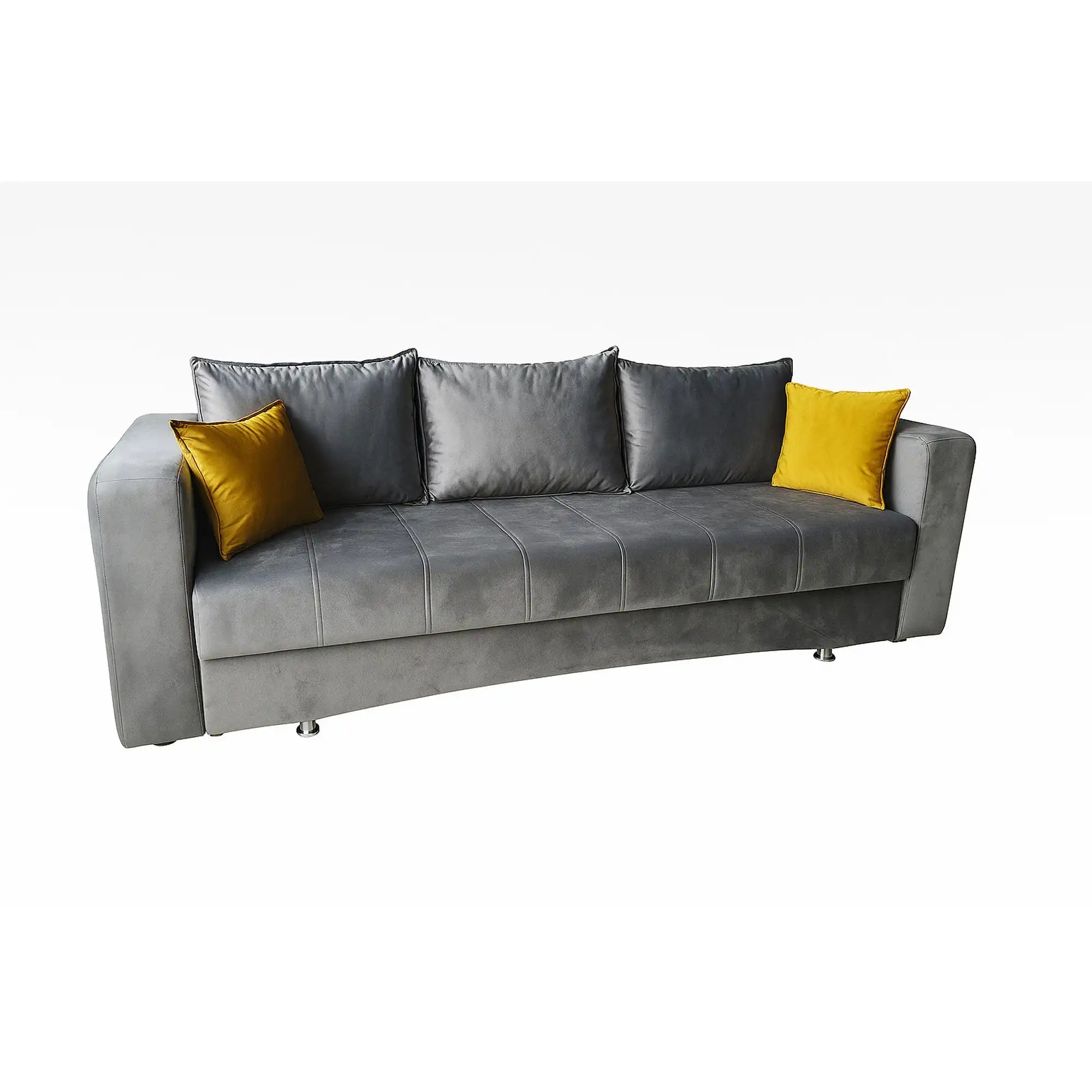 Canapea extensibila ROYAL MATLASAT, stofa clasica gri - Soro 91, cu lada depozitare, 235x105x80 cm