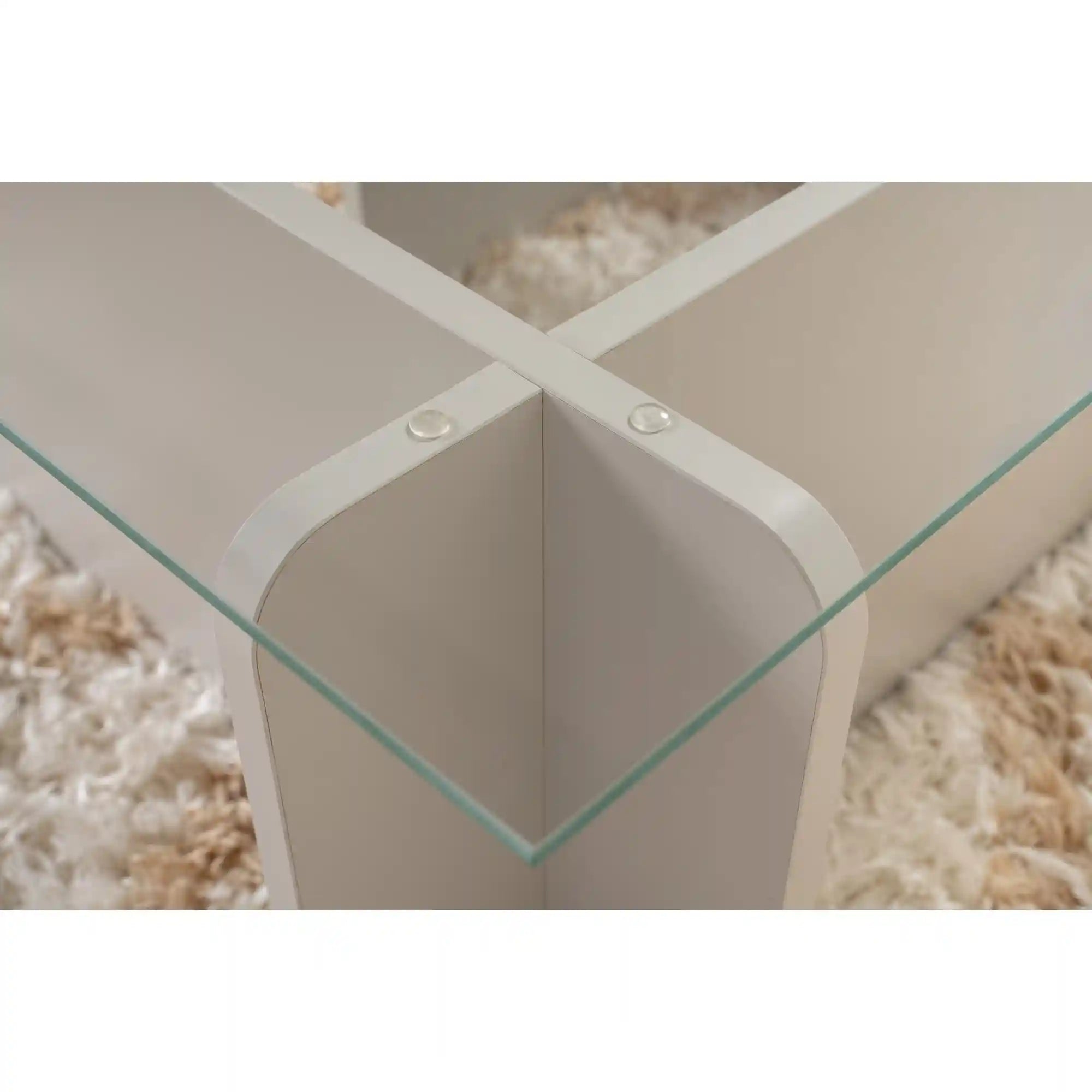 Masuta cafea FLAVIO, gri/transparent, PAL/sticla, 105x65x30 cm