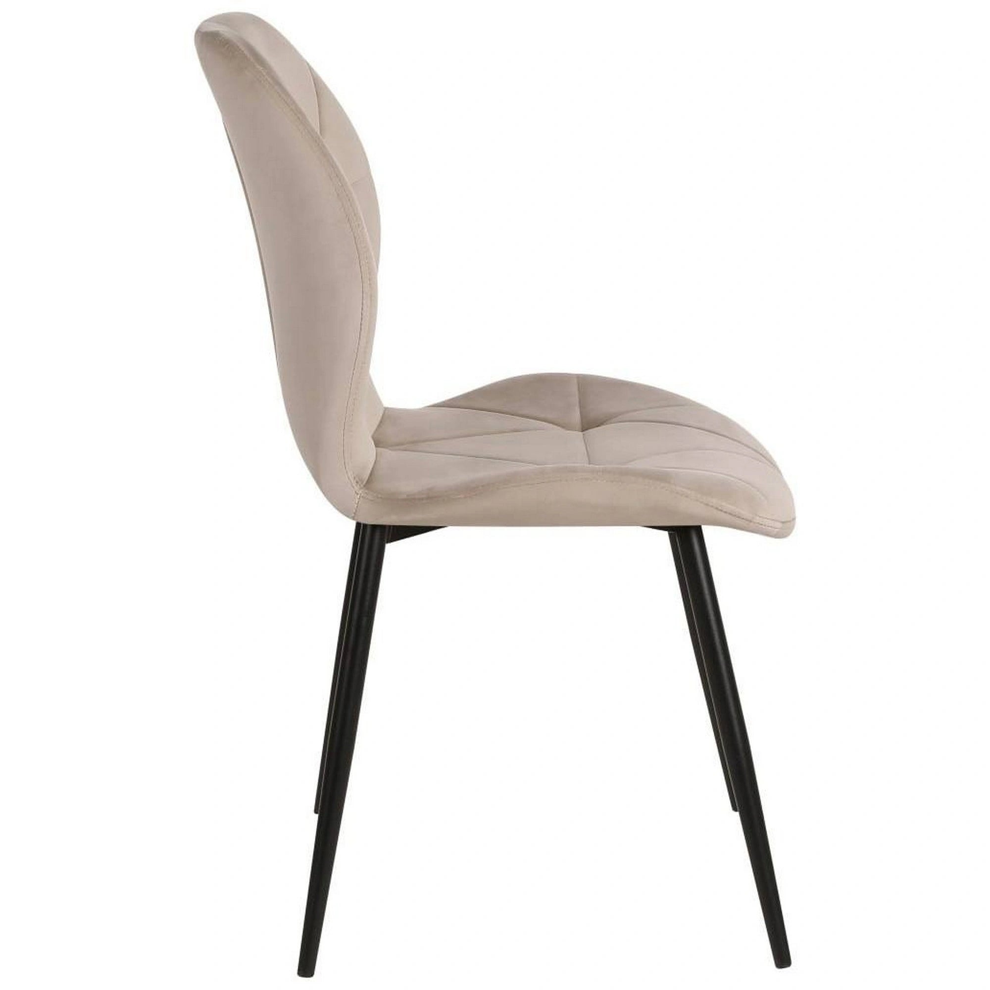 Scaun KEN, bej inchis/negru, stofa catifelata/metal, 47x55x87 cm