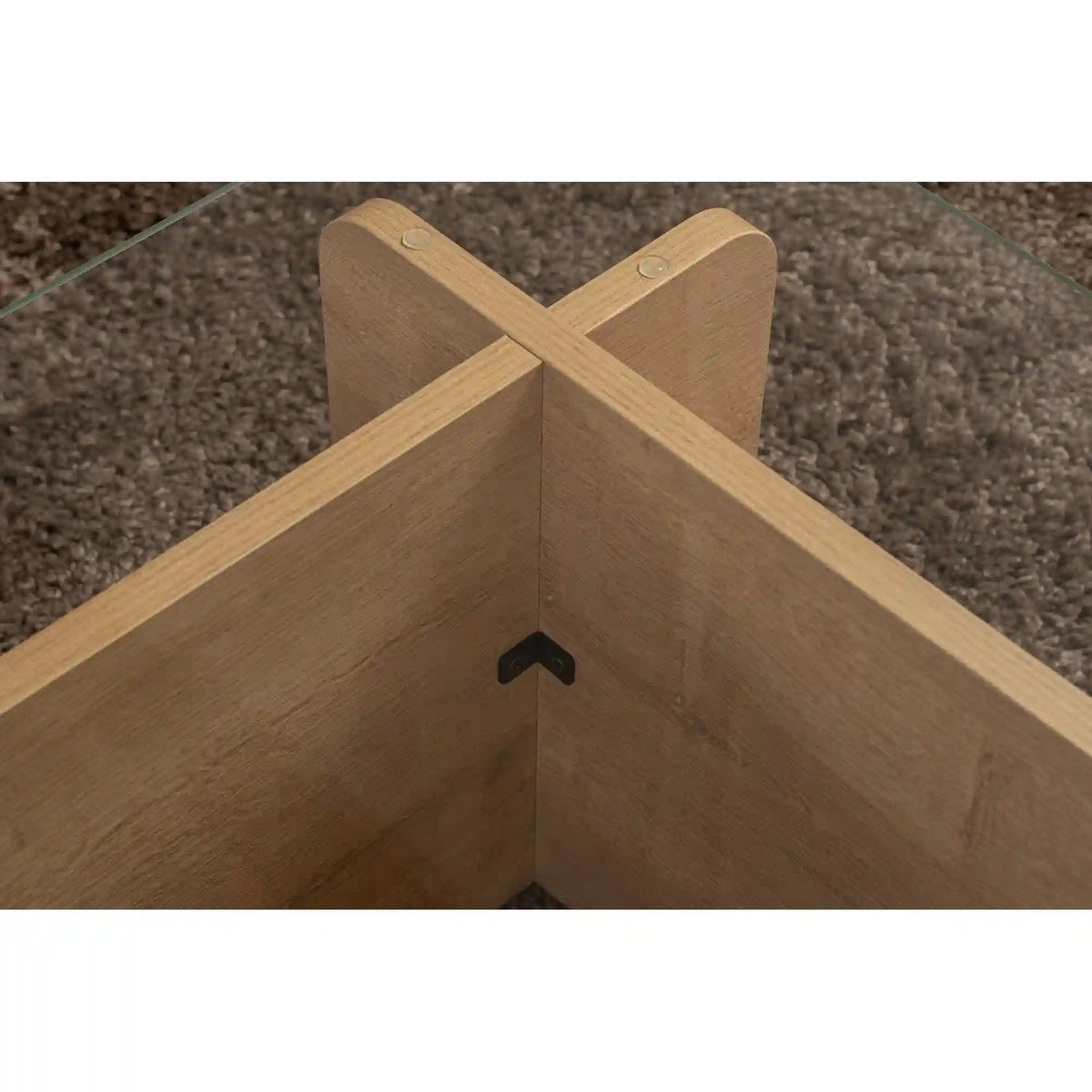 Masuta cafea FLAVIO, stejar miere/transparent, PAL/sticla, 105x65x30 cm