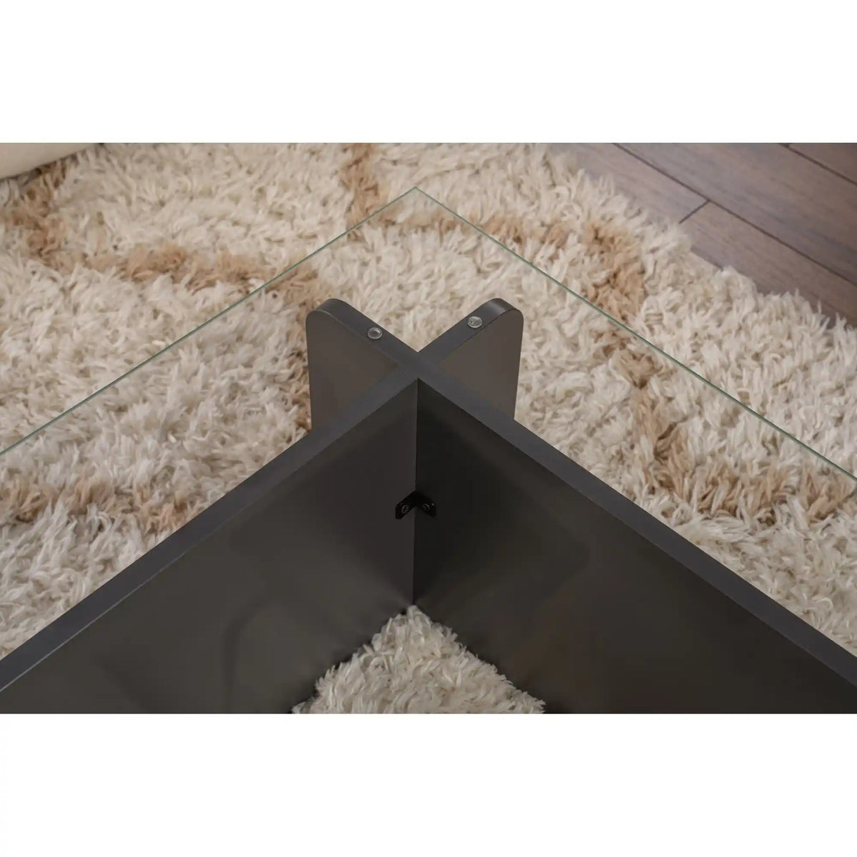 Masuta cafea FLAVIO, gri antracit/transparent, PAL/sticla, 105x65x30 cm