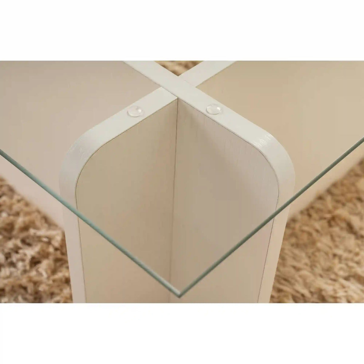 Masuta cafea FLAVIO, alb/transparent, PAL/sticla, 105x65x30 cm