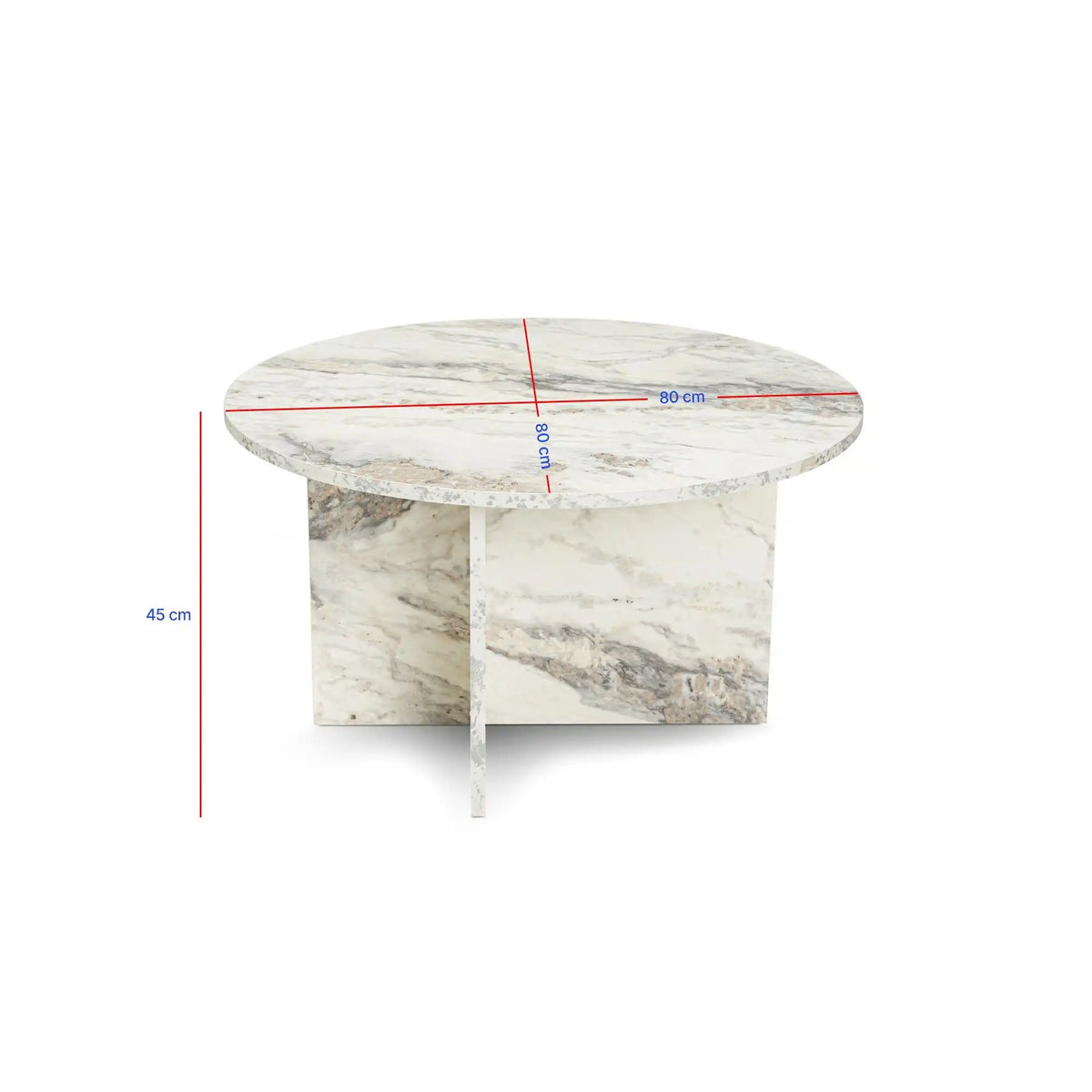 Masuta cafea HARMONI, alb cu efect de marmura, PAL, 80x80x45 cm