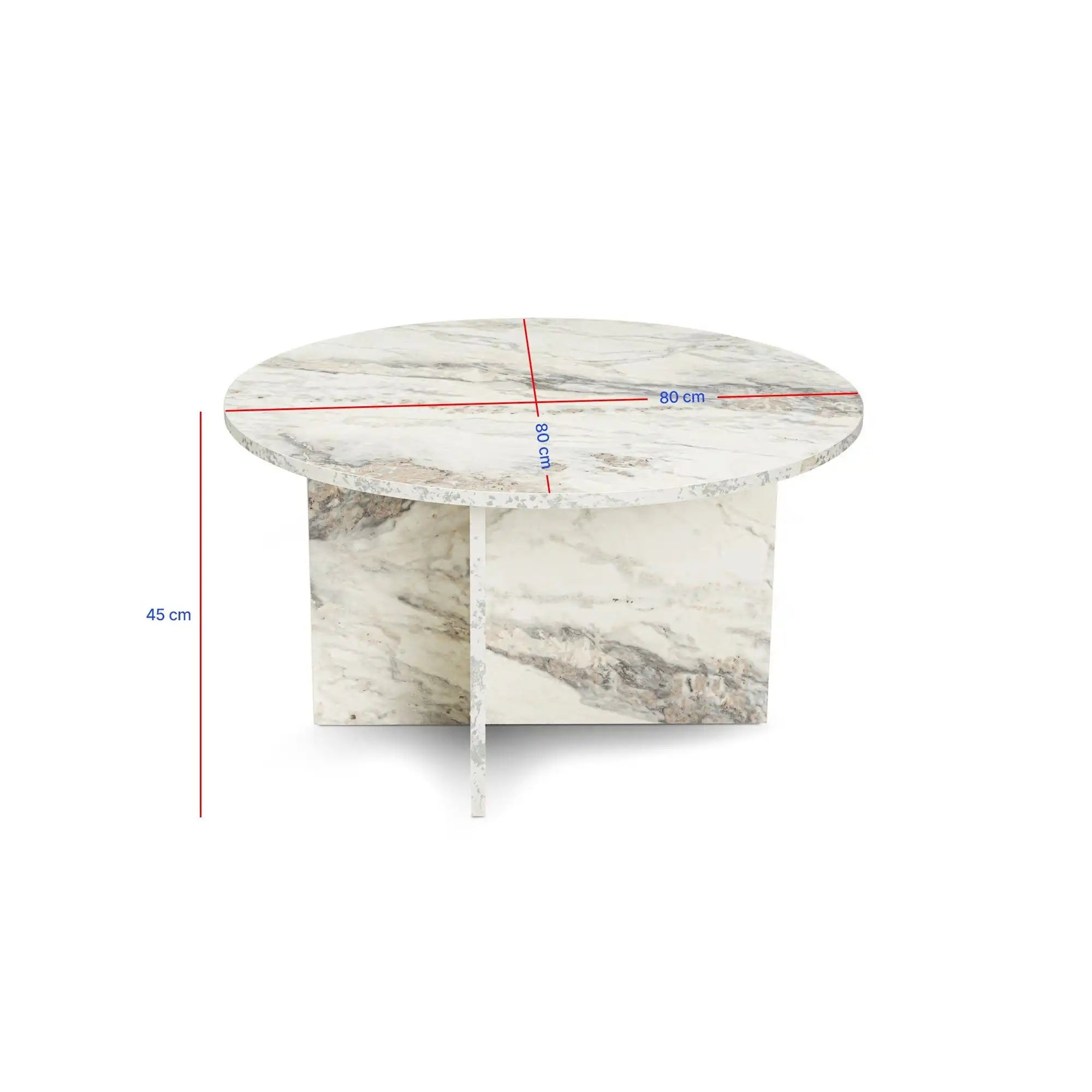 Masuta cafea HARMONI, alb cu efect de marmura, PAL, 80x80x45 cm