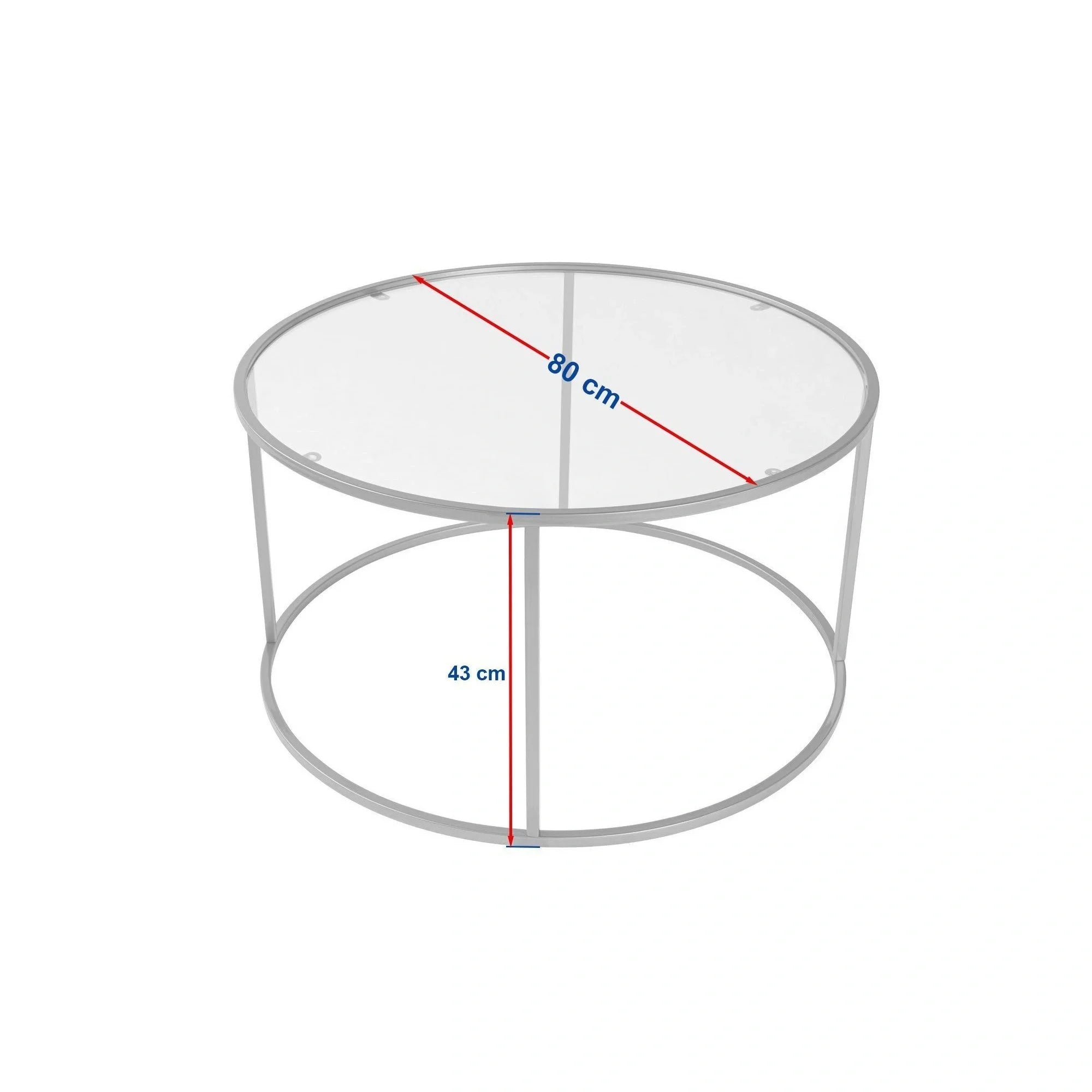 Masuta cafea AURUM, negru, sticla/metal, 80x80x43 cm