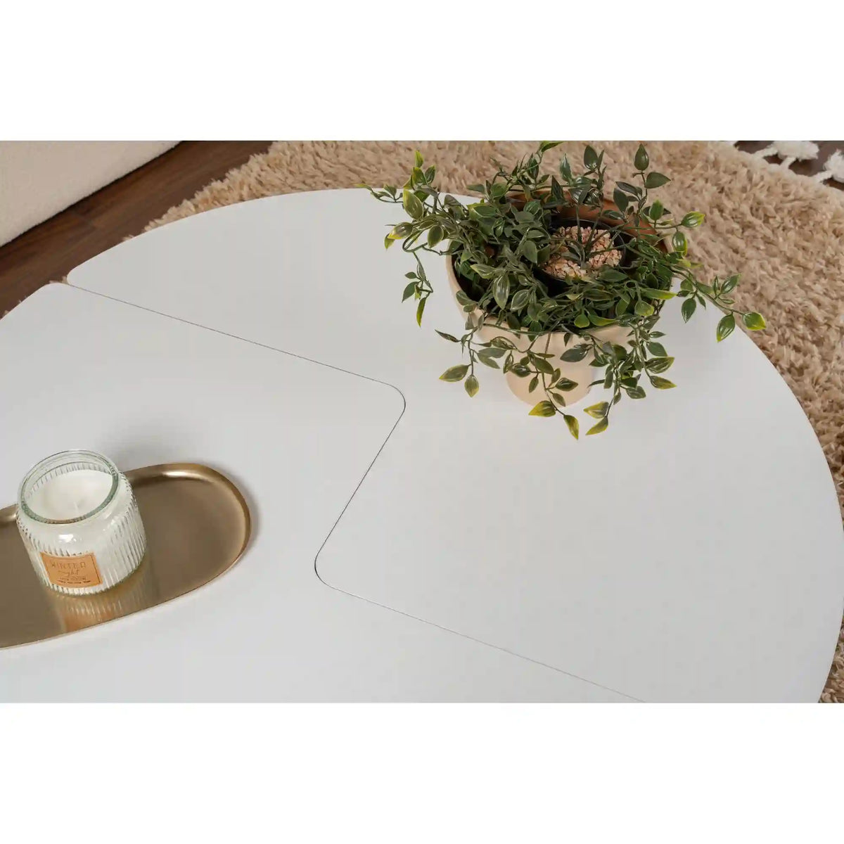 Masuta cafea MOIRA, alb natural, PAL, 90x90x41 cm