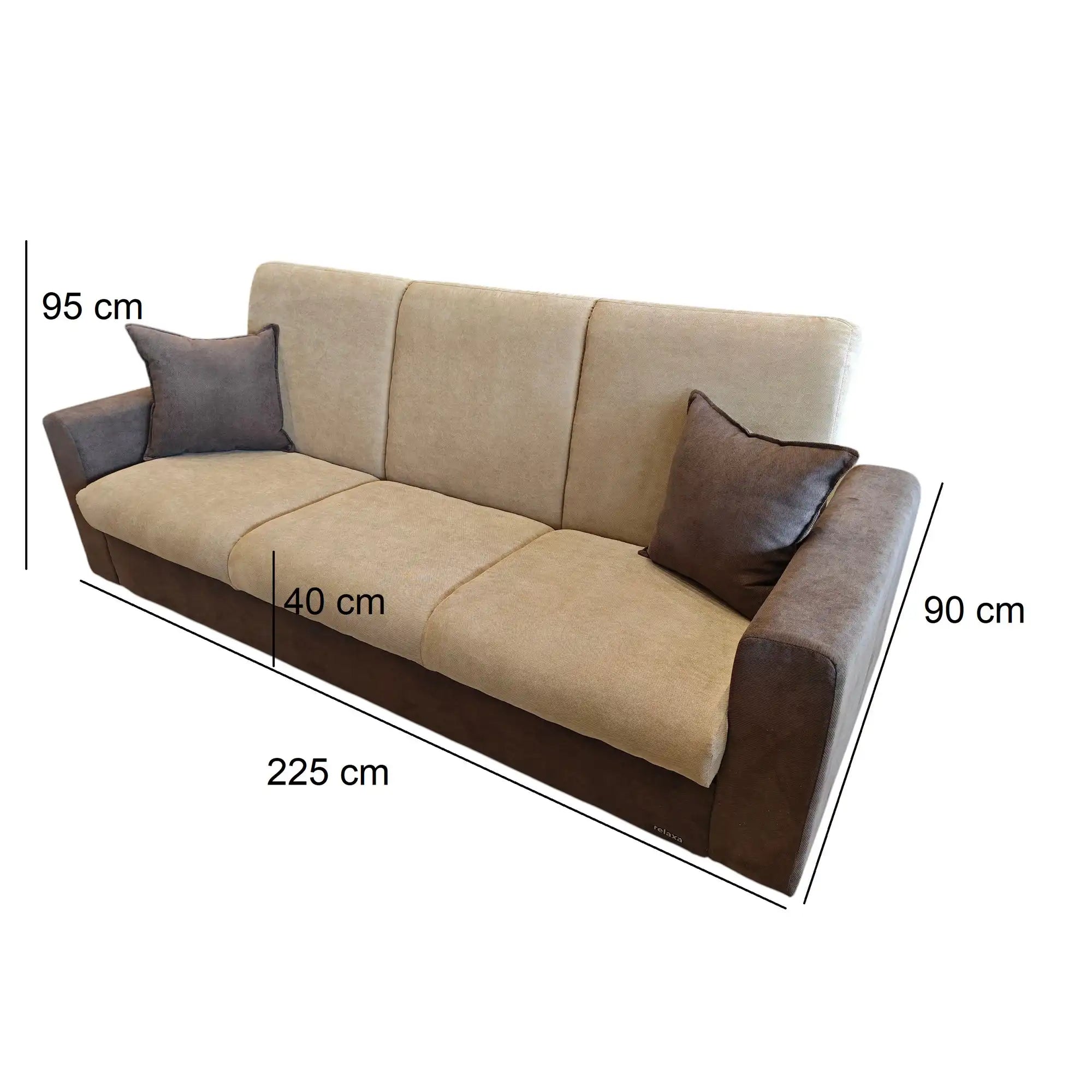 Canapea extensibila RE, stofa clasica bej - Soro 8/maro - Soro 28, cu lada depozitare, 225x90x95 cm