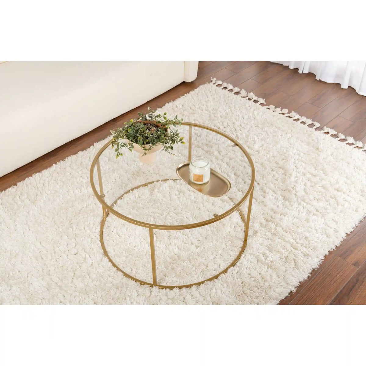 Masuta cafea AURUM, auriu, sticla/metal, 80x80x43 cm