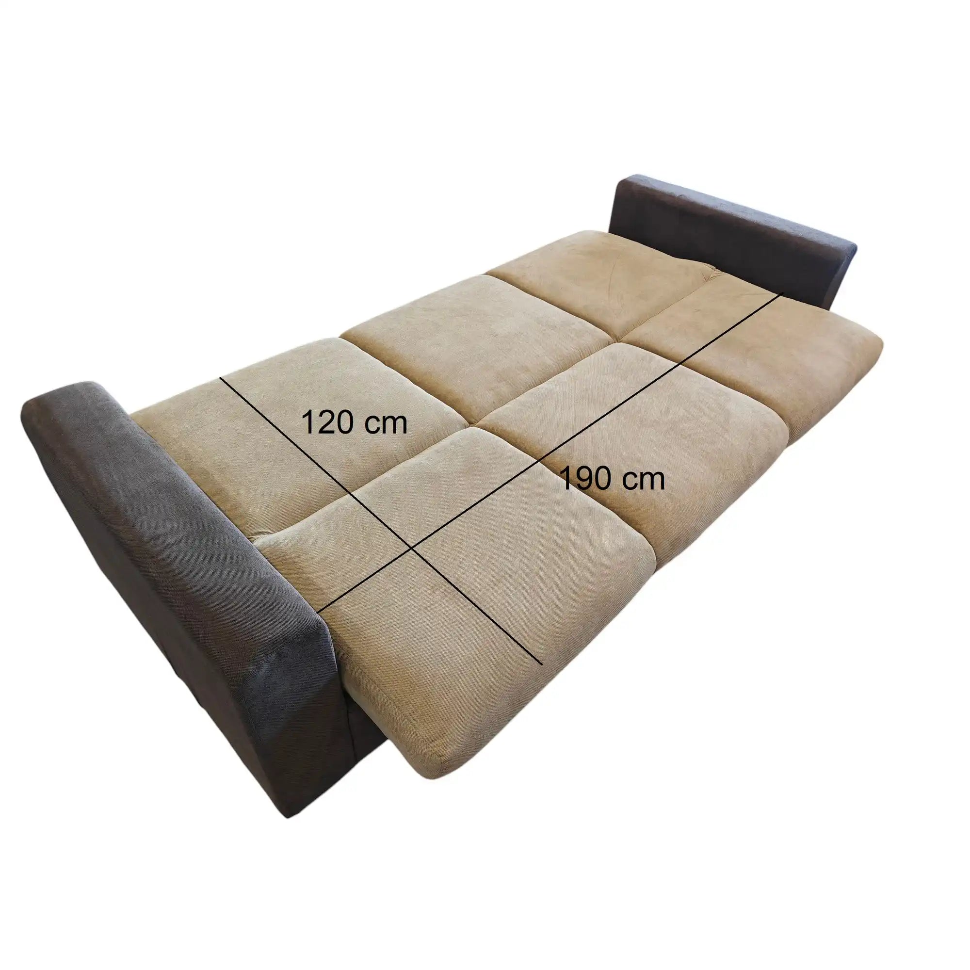 Canapea extensibila RE, stofa clasica bej - Soro 8/maro - Soro 28, cu lada depozitare, 225x90x95 cm