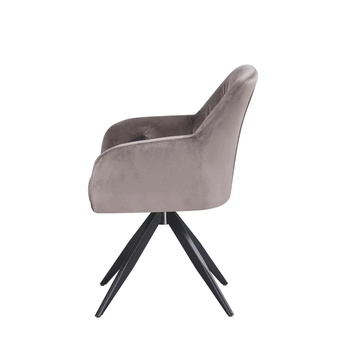 Scaun rotativ MAX, bej inchis/negru, stofa catifelata/metal, 61x61x85 cm