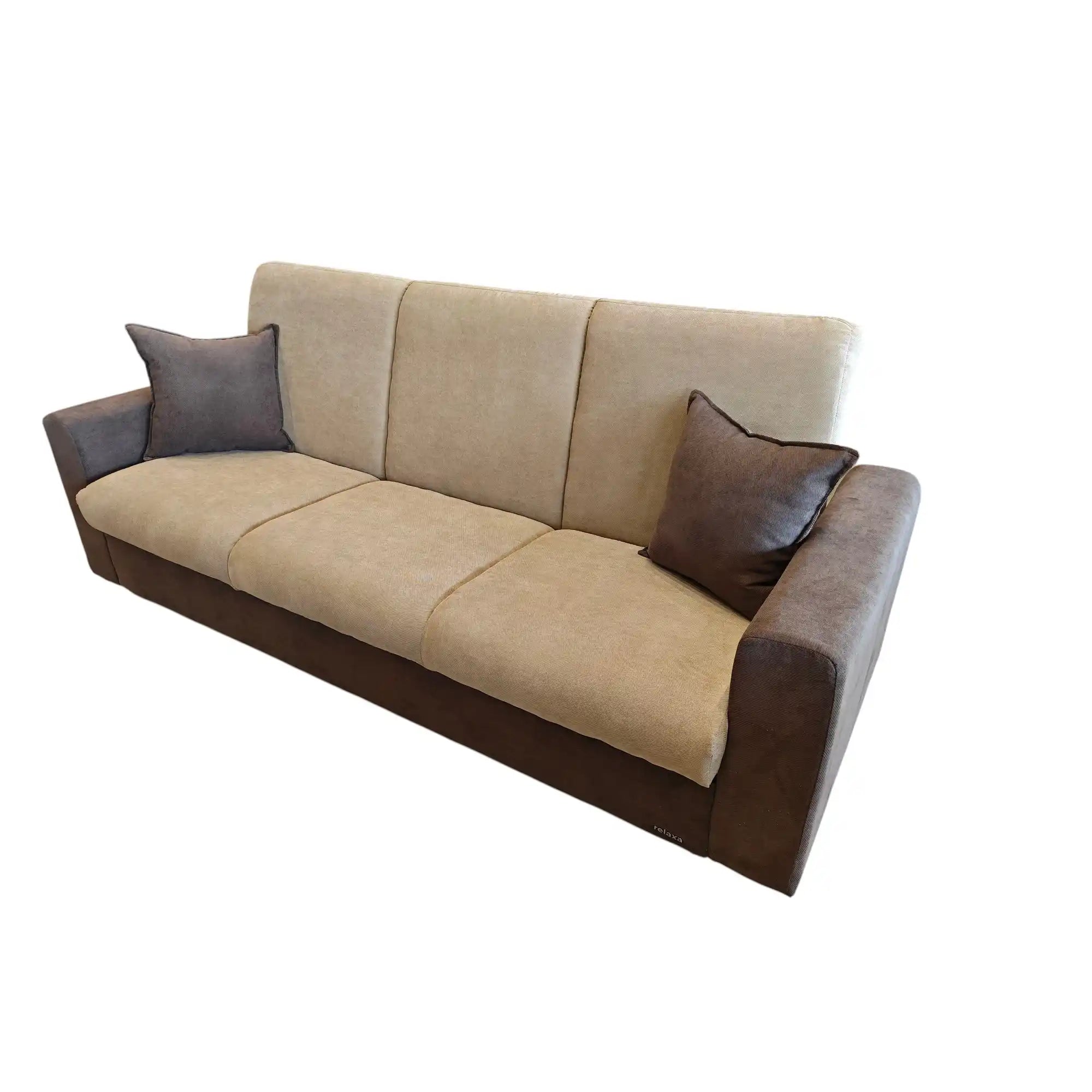 Canapea extensibila RE, stofa clasica bej - Soro 8/maro - Soro 28, cu lada depozitare, 225x90x95 cm