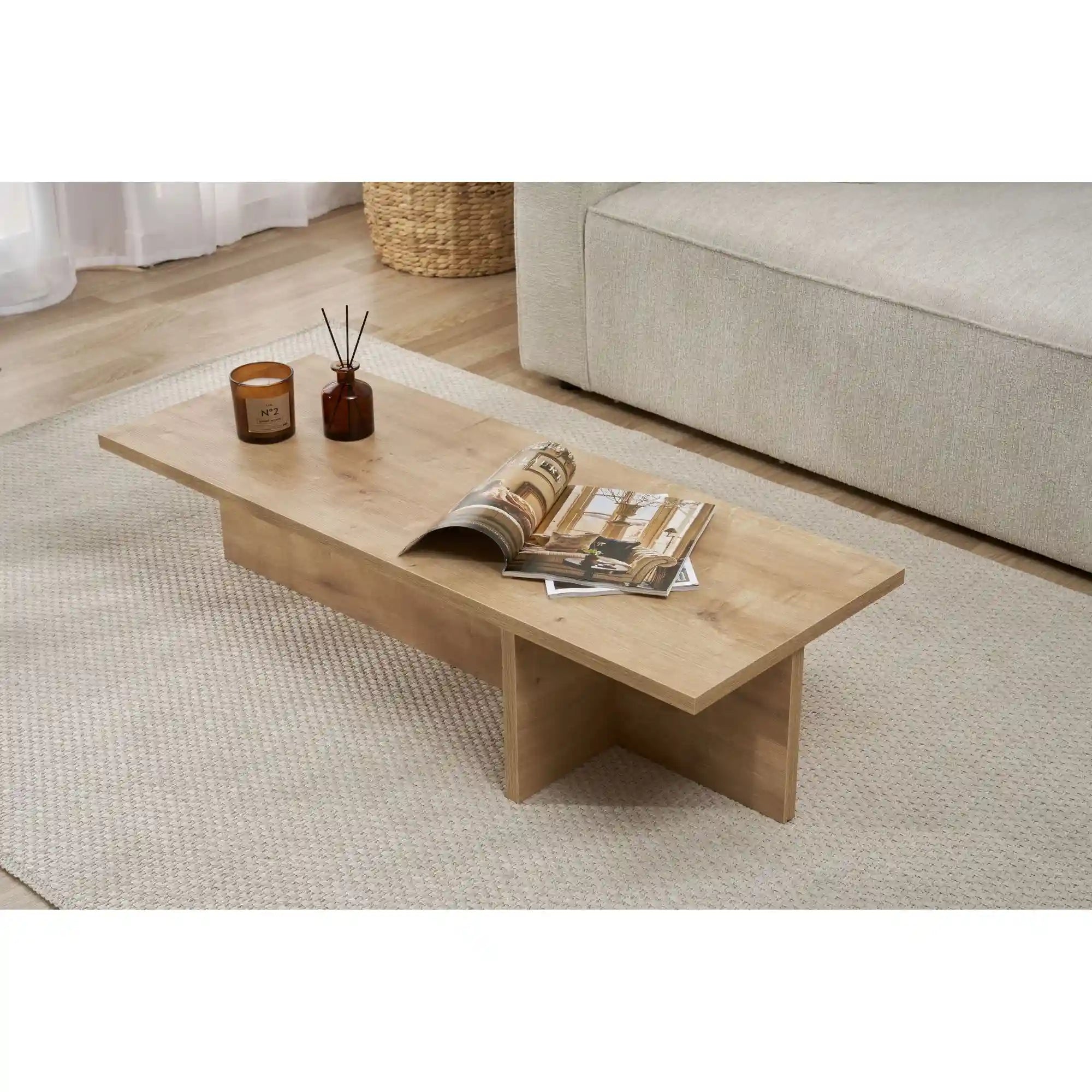 Masuta cafea HARBOR, stejar, PAL, 120x45x30 cm