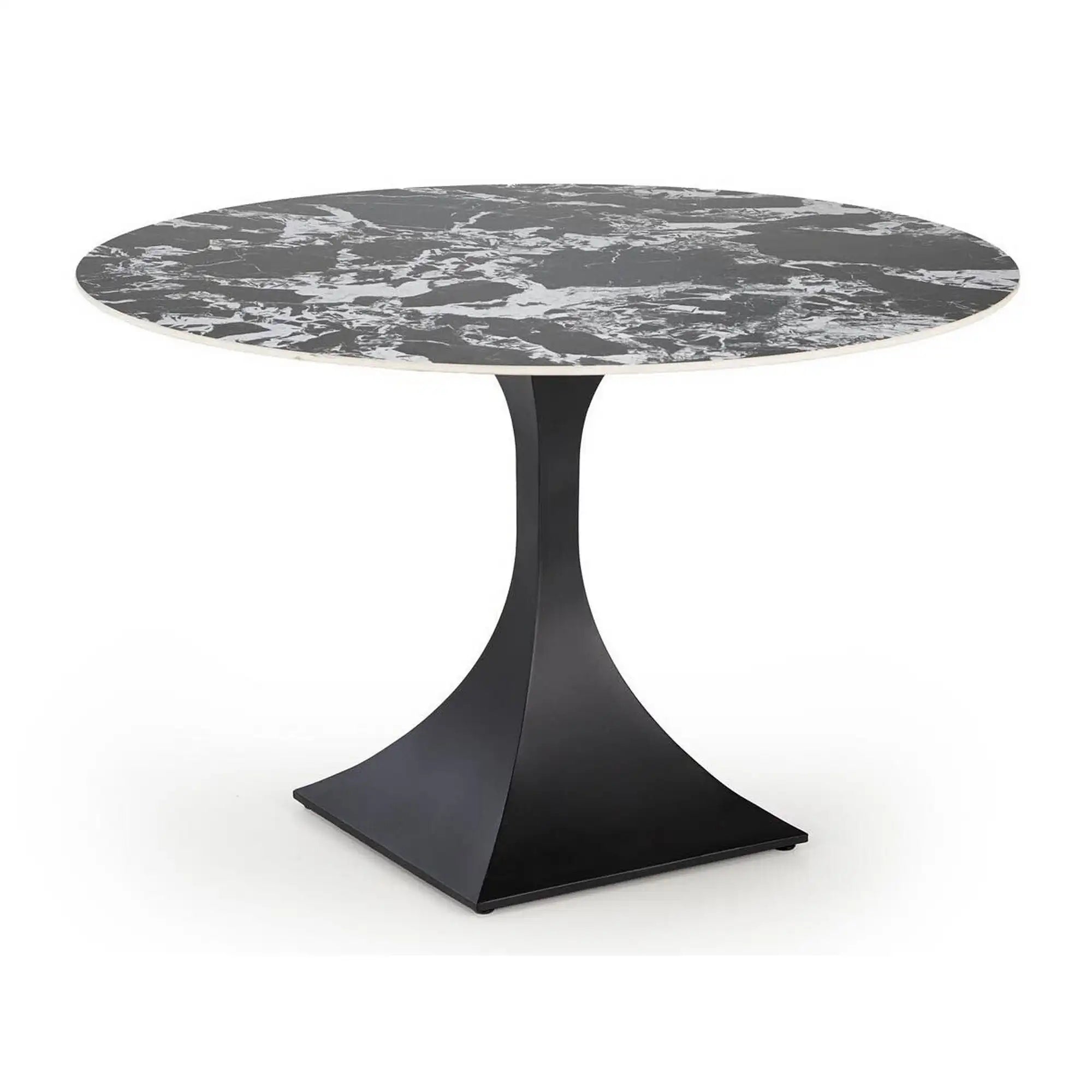 Masa MANUEL, negru, ceramica/metal, 120x120x77 cm