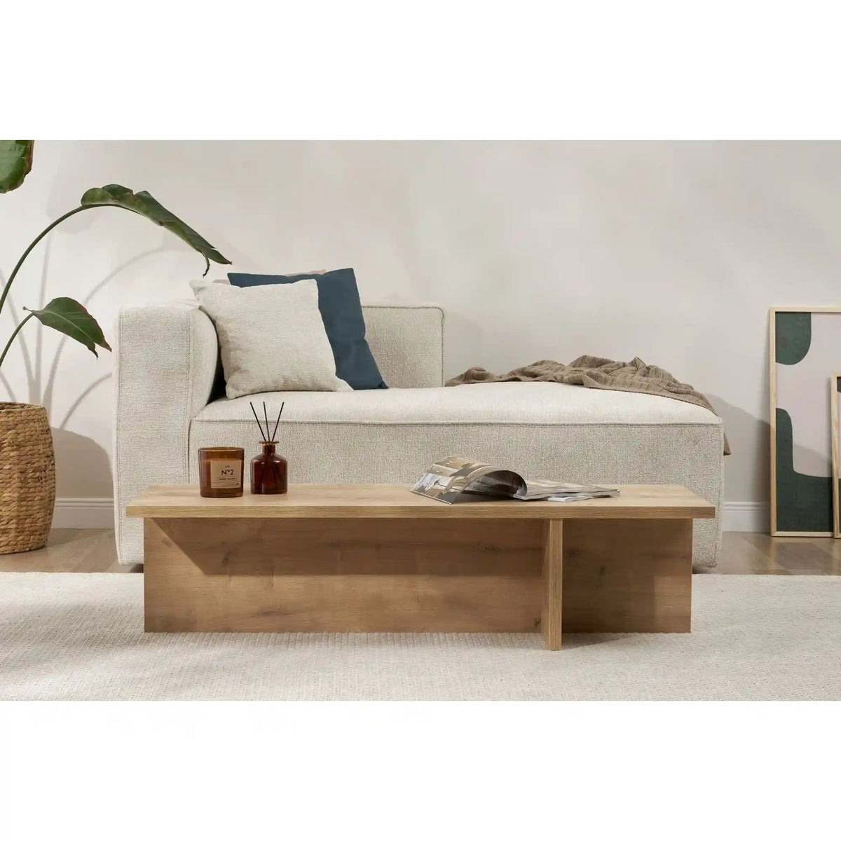 Masuta cafea HARBOR, stejar, PAL, 120x45x30 cm