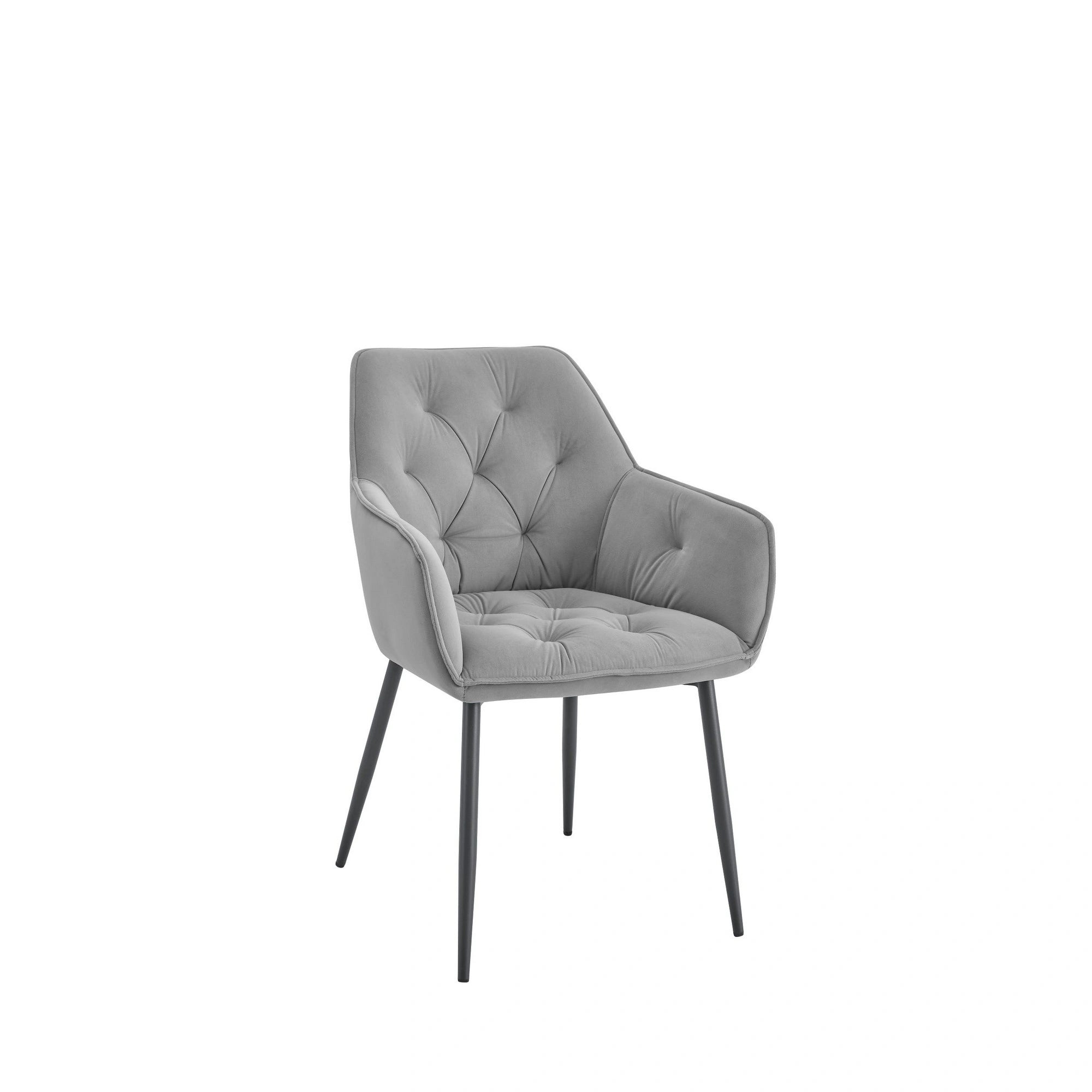 Scaun BEL NEW, gri deschis/negru, stofa catifelata/metal, 58x63x86 cm