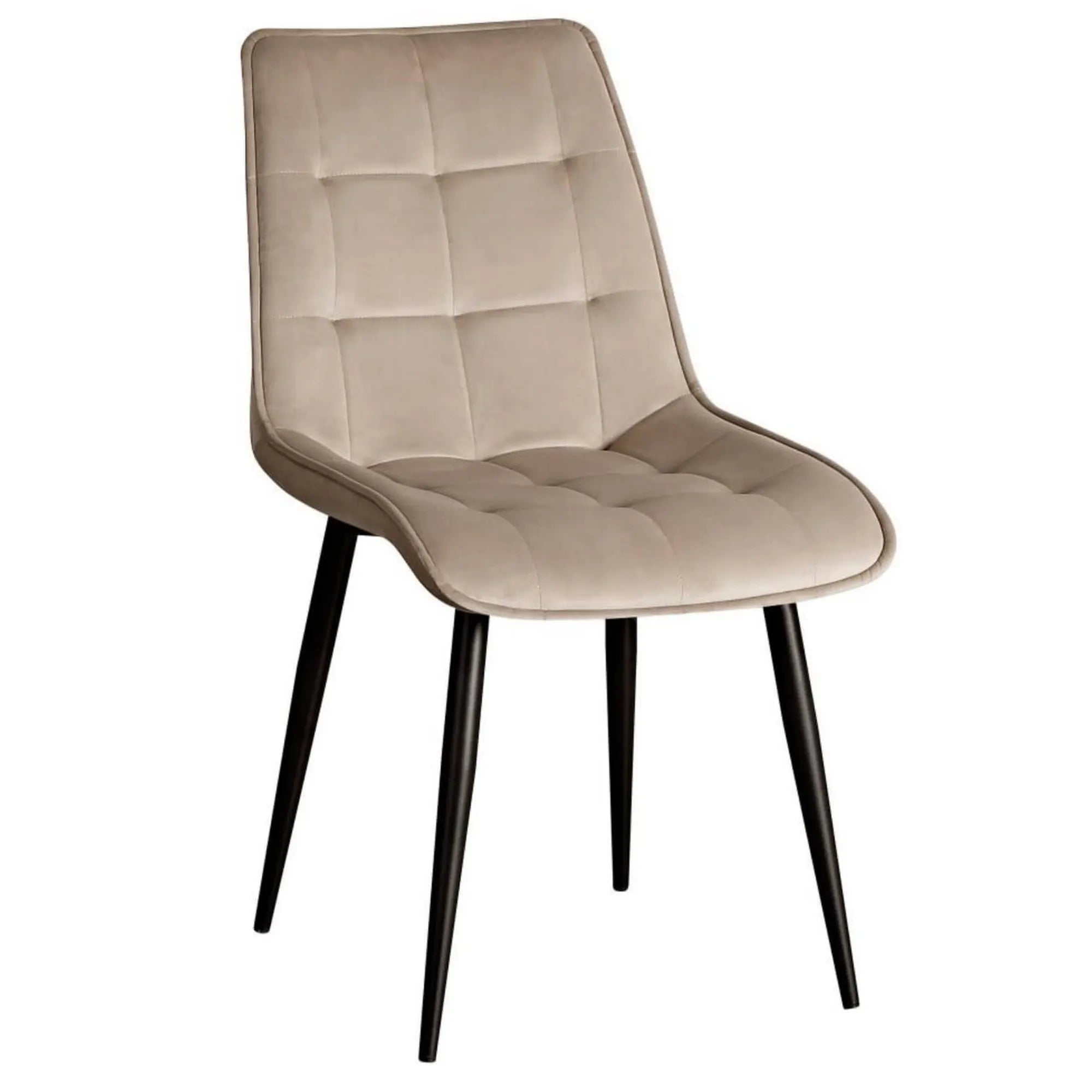 Scaun RON, bej inchis/negru, stofa catifelata/metal, 48x62x87 cm