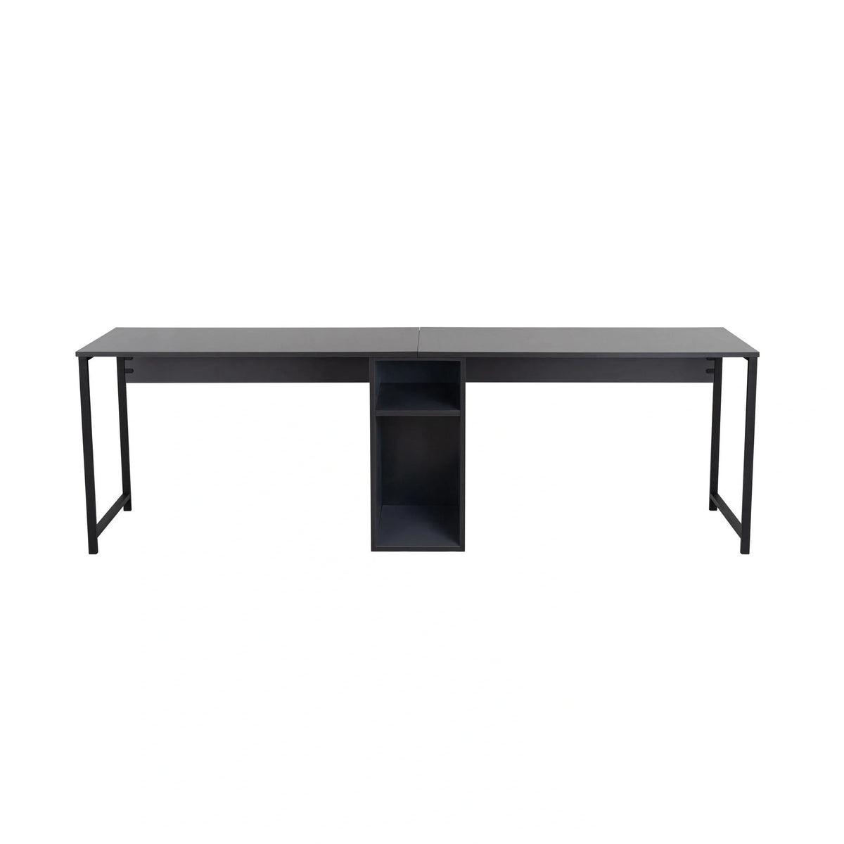 Birou TWIN, gri antracit/negru, PAL melaminat/metal, 240x60x74 cm