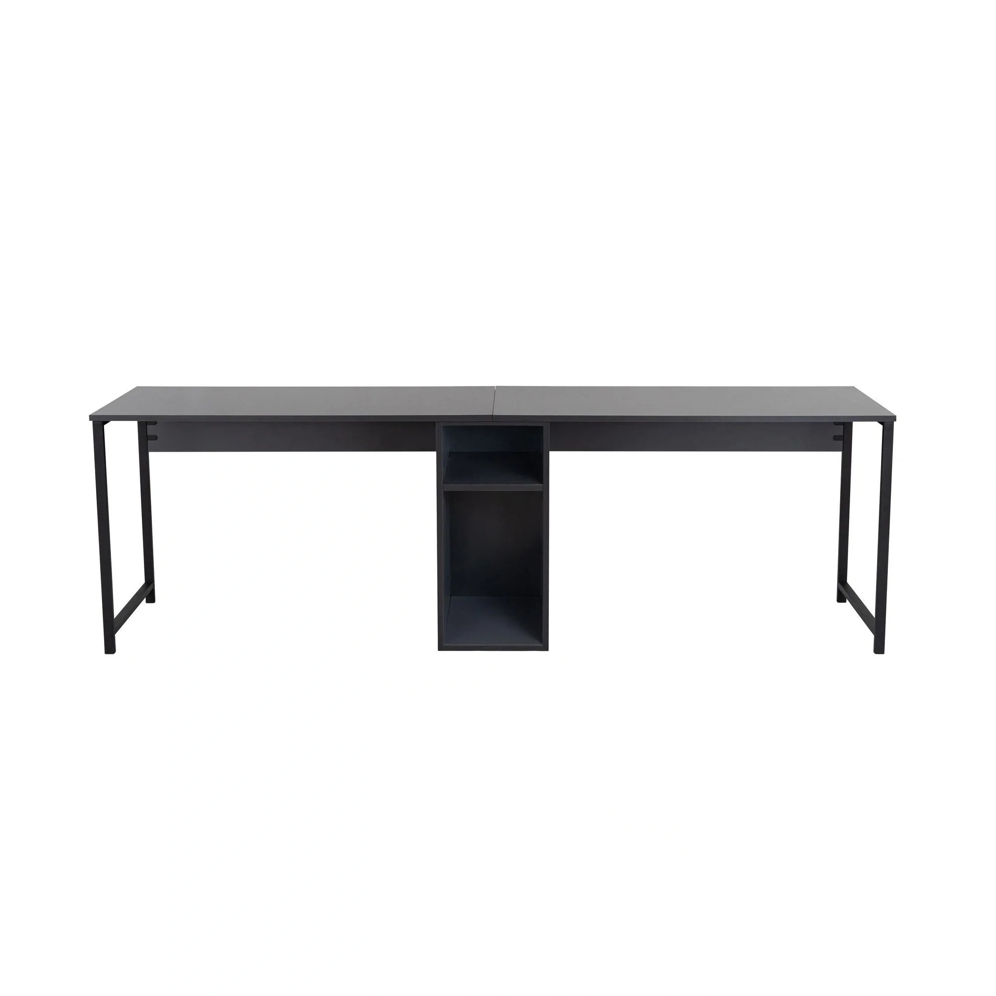 Birou TWIN, gri antracit/negru, PAL melaminat/metal, 240x60x74 cm