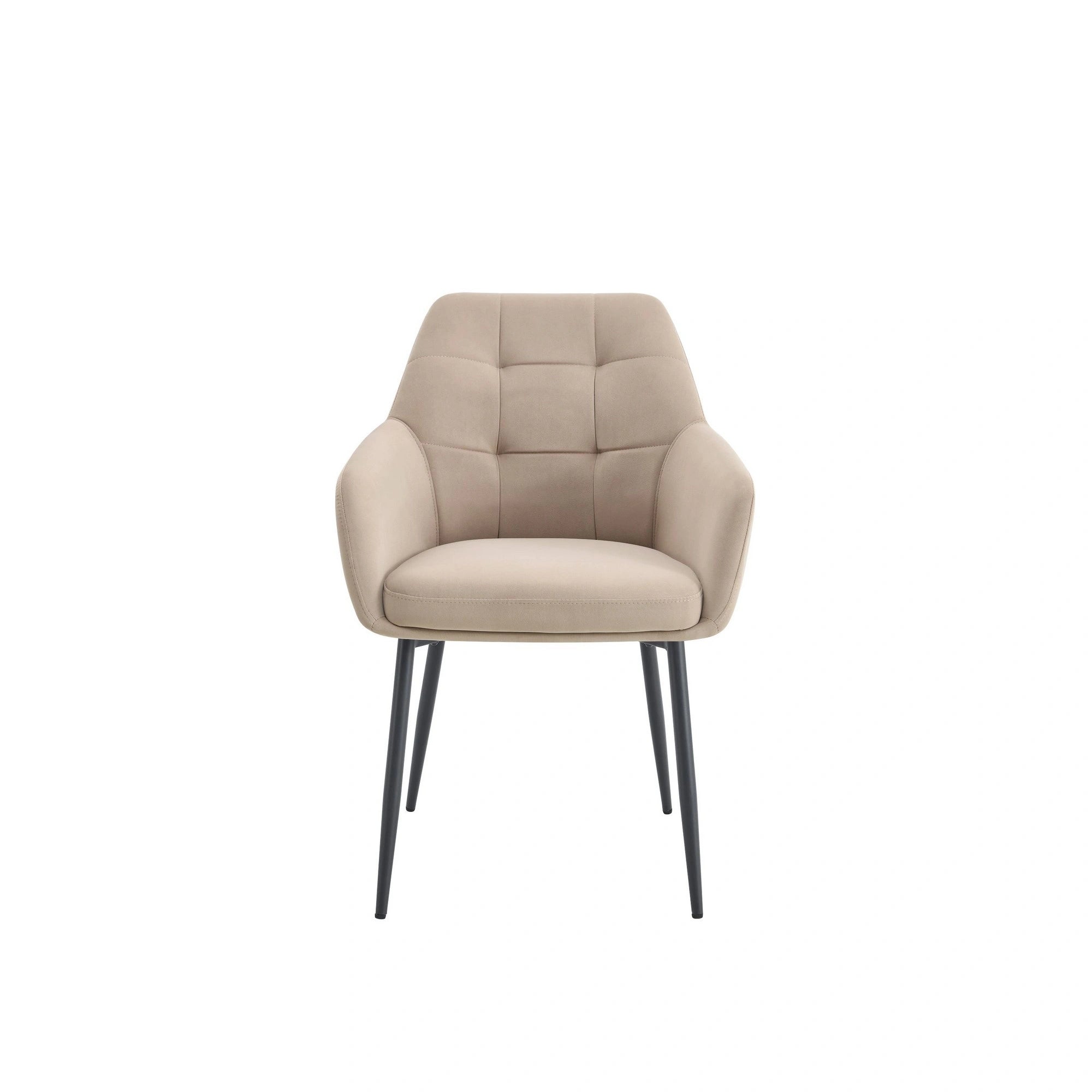 Scaun UGO NEW, bej/negru, stofa catifelata/metal, 58x62x85 cm