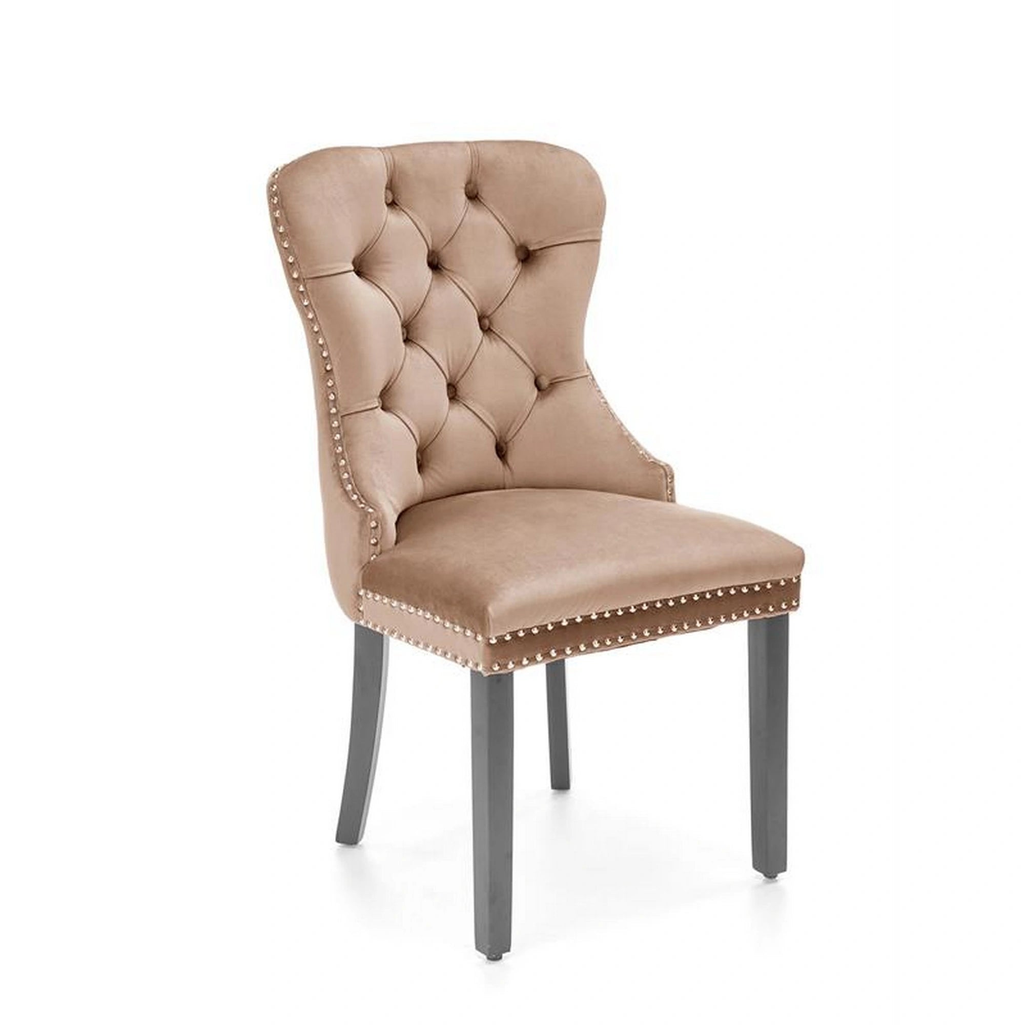 Scaun tapitat MIYA, bej - Bluvel 40, stofa catifelata/lemn, 54x60x100 cm