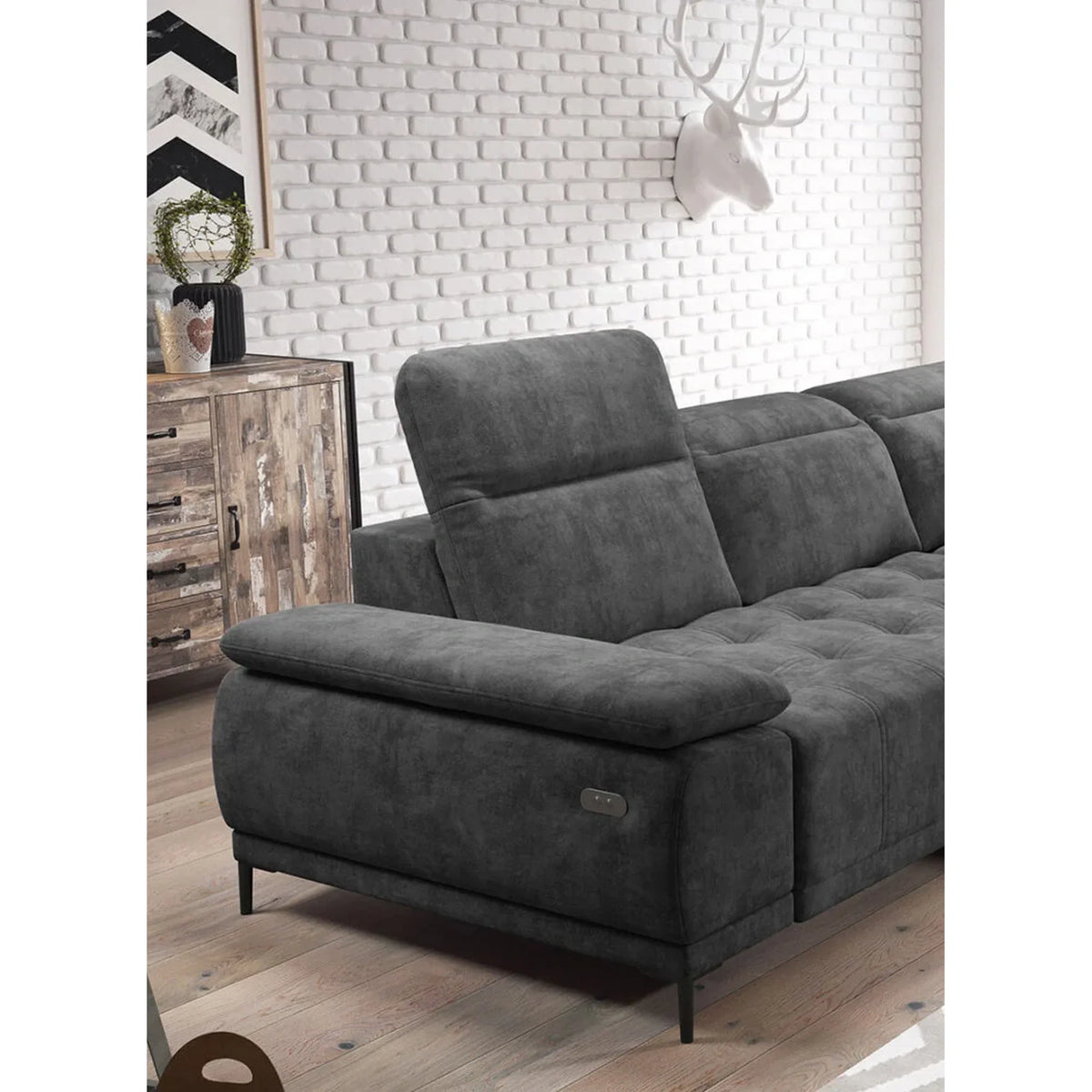 Coltar FOCUS L, personalizabil materiale gama Oferta Avantaj, cu reglaj electric si tetiere reglabile, 278x204x98 cm