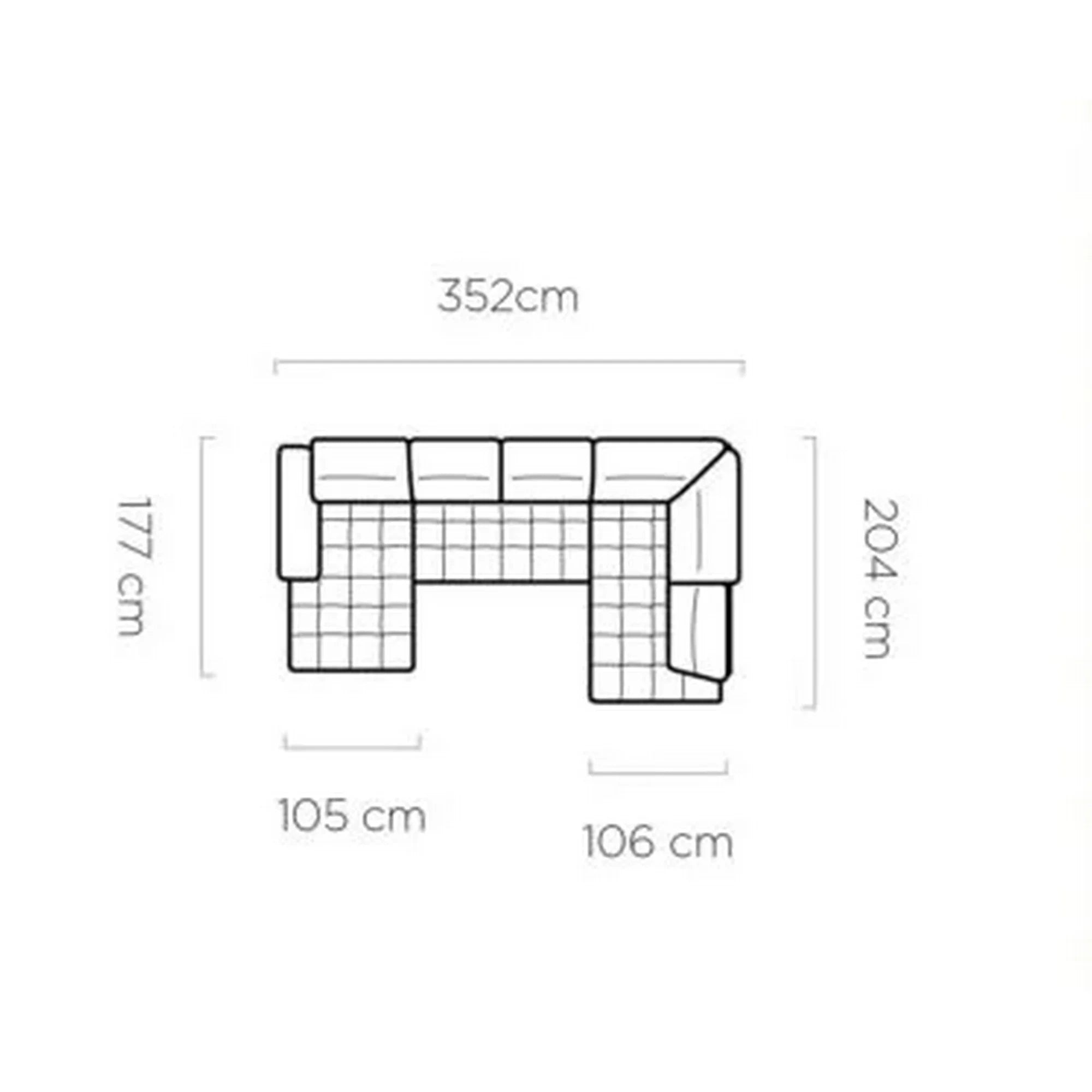 Coltar FOCUS XL, personalizabil materiale gama Oferta Avantaj, cu reglaj electric si tetiere reglabile, 352x204x98 cm