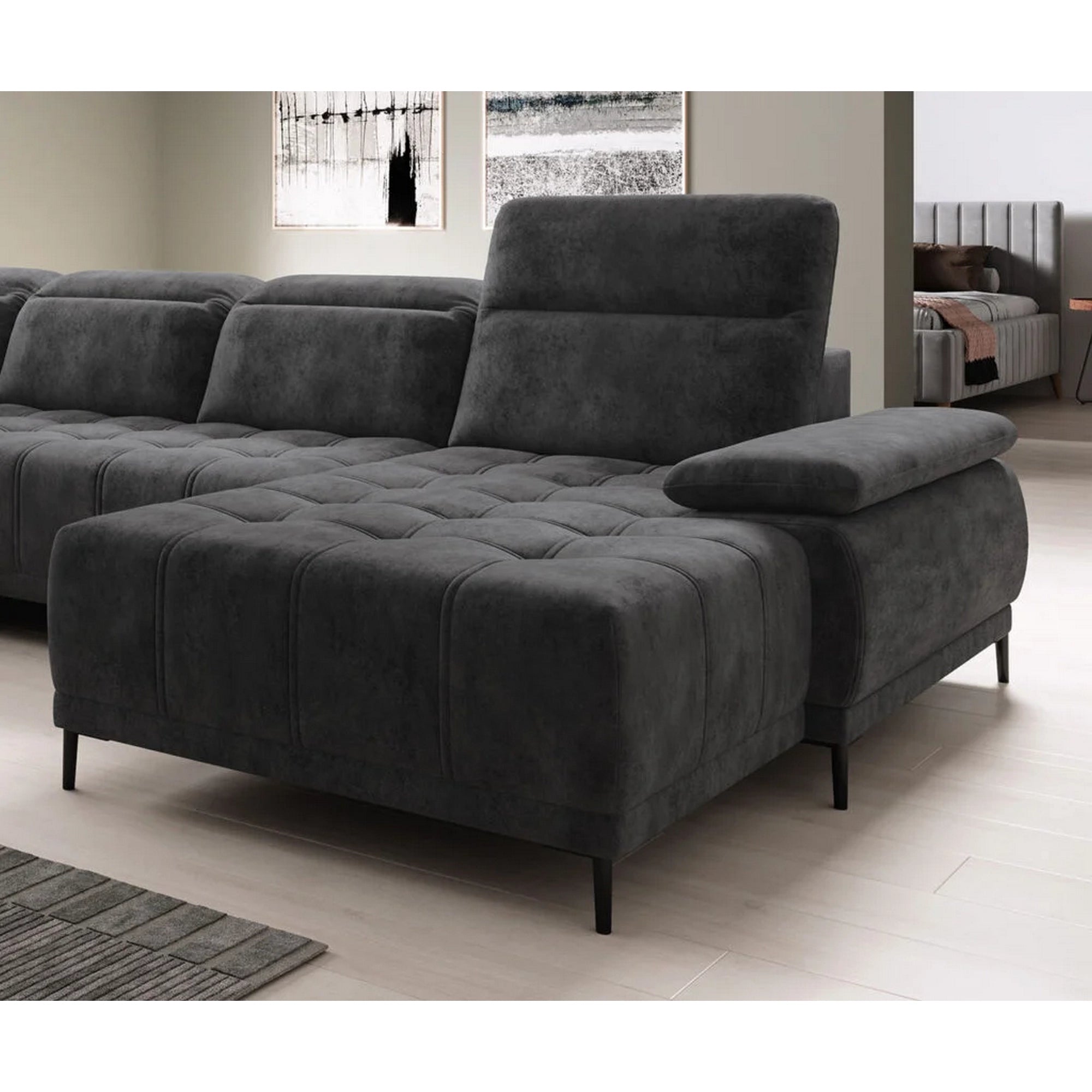 Coltar FOCUS XL, personalizabil materiale gama Oferta Avantaj, cu reglaj electric si tetiere reglabile, 352x204x98 cm