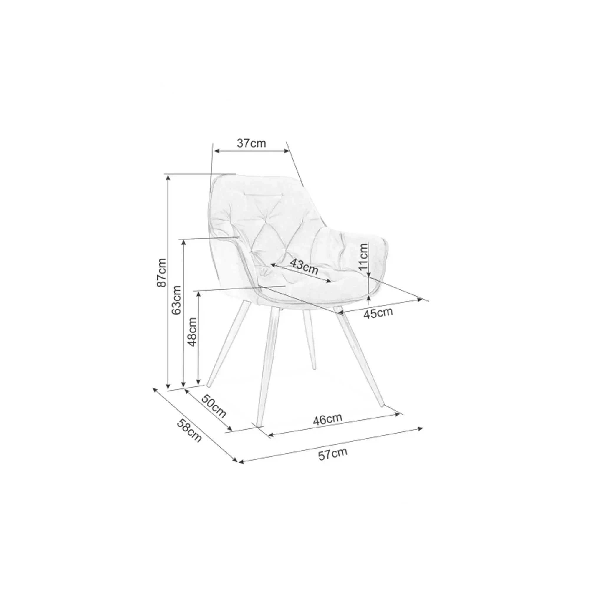 Scaun CHERRY, gri/negru, piele ecologica/metal, 57x58x87 cm