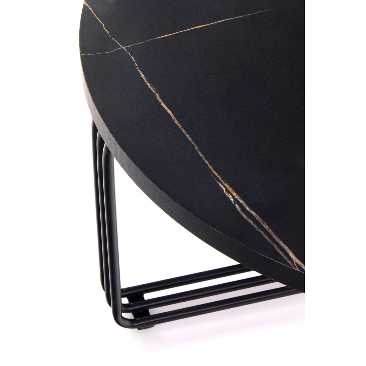 Masuta cafea ANTICA, negru cu efect de marmura/negru, 80x80x36 cm