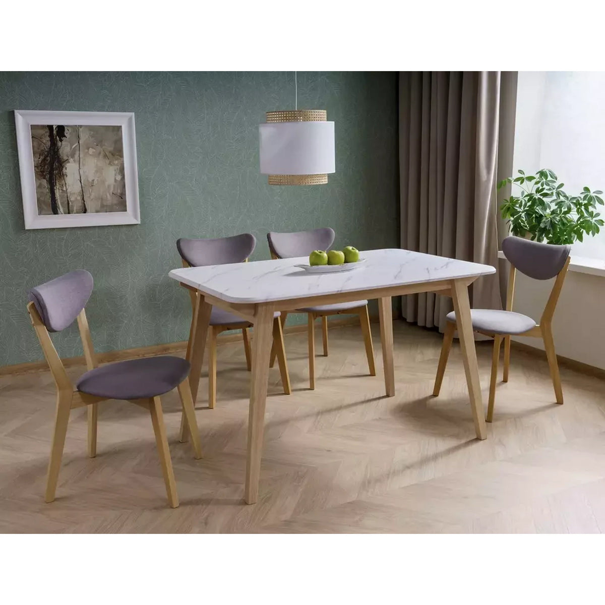 Scaun BRANDO, gri/stejar, stofa/lemn, 45x40x76 cm