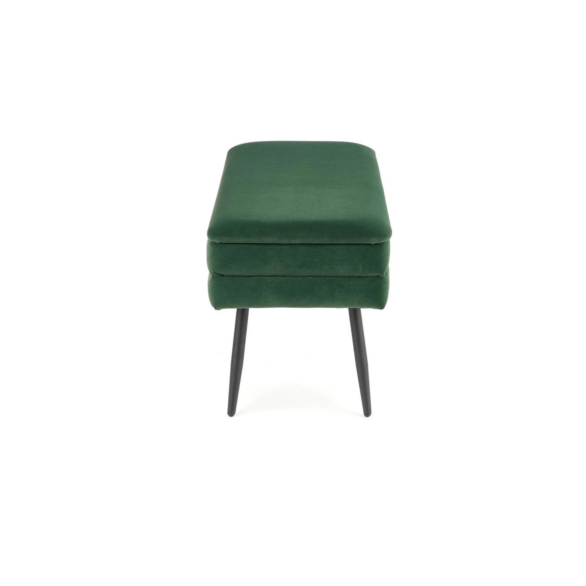 Bancheta hol tapitata VELVA, stofa catifelata verde inchis, 78x35x40 cm