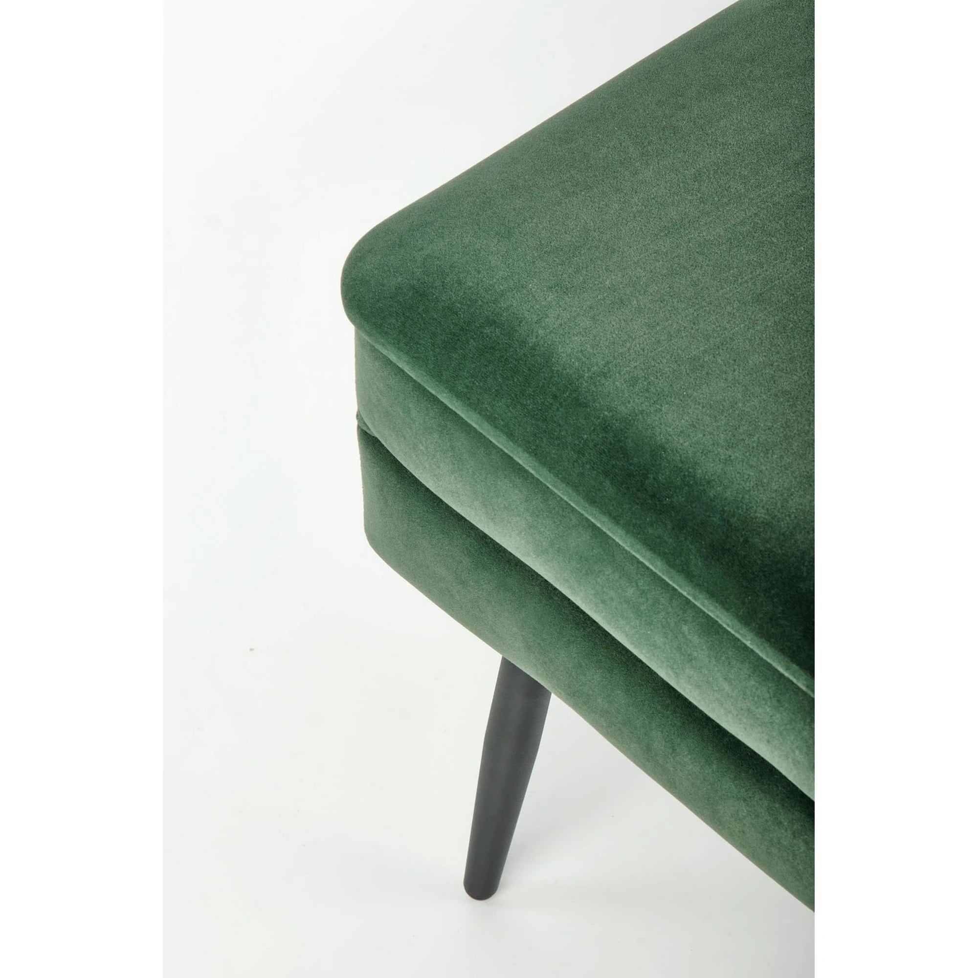 Bancheta hol tapitata VELVA, stofa catifelata verde inchis, 78x35x40 cm