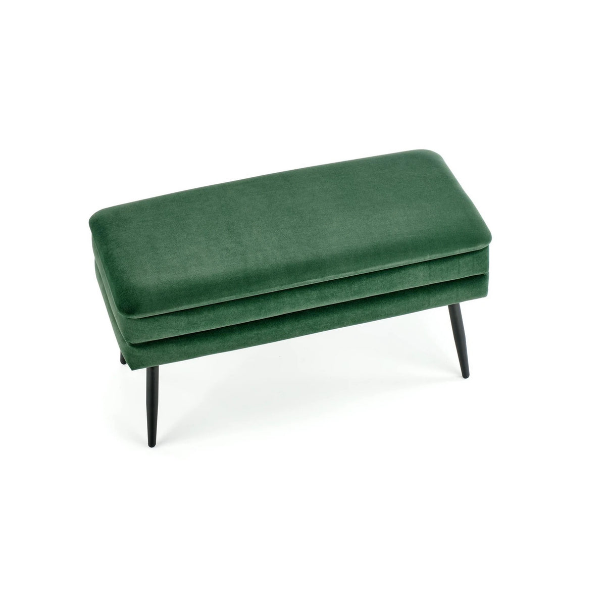 Bancheta hol tapitata VELVA, stofa catifelata verde inchis, 78x35x40 cm