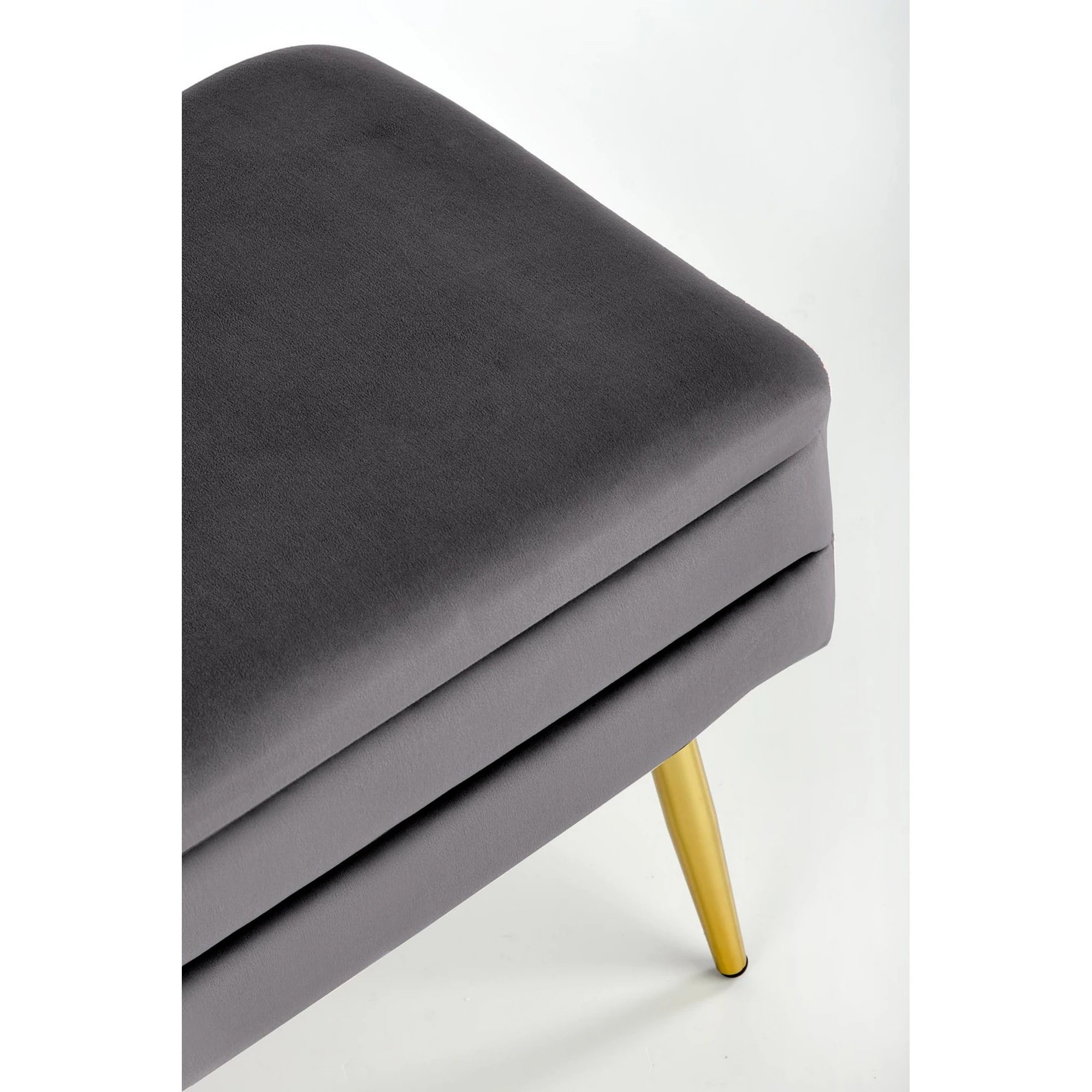 Bancheta VELVA, gri inchis/auriu, stofa catifelata/metal, 78x35x40 cm