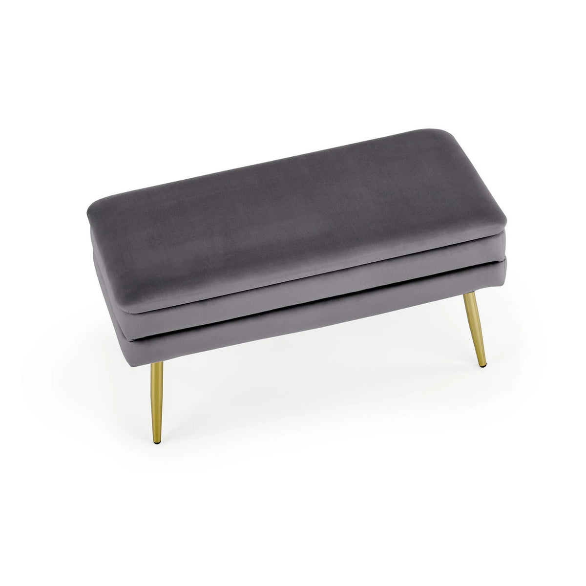 Bancheta VELVA, gri inchis/auriu, stofa catifelata/metal, 78x35x40 cm