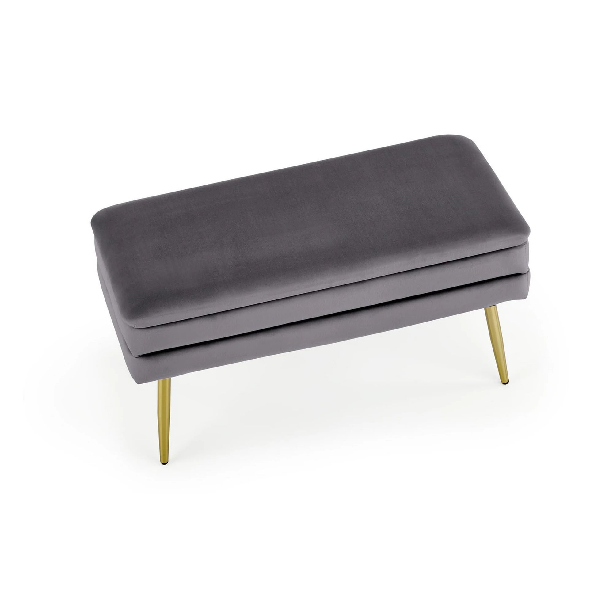 Bancheta VELVA, gri inchis/auriu, stofa catifelata/metal, 78x35x40 cm