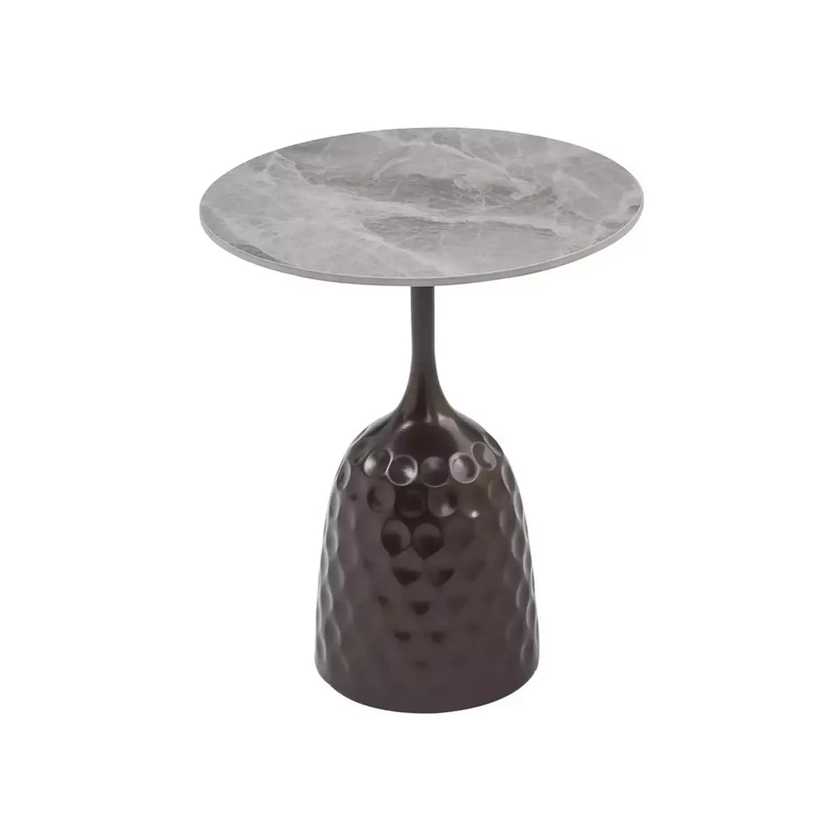Masuta cafea MUTTI, gri cu imprimeu marmura/bronz antic, ceramica/metal, 50x60 cm