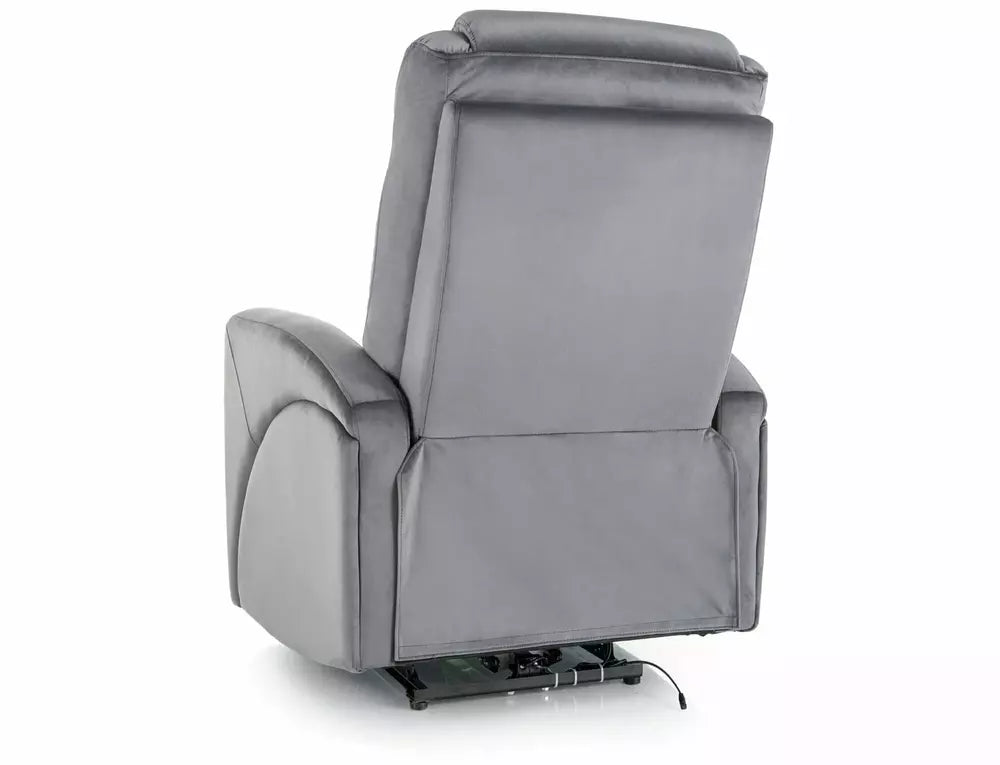Fotoliu recliner KRONOS, stofa catifelata gri - Bluvel 14, 79x94/160x107 cm