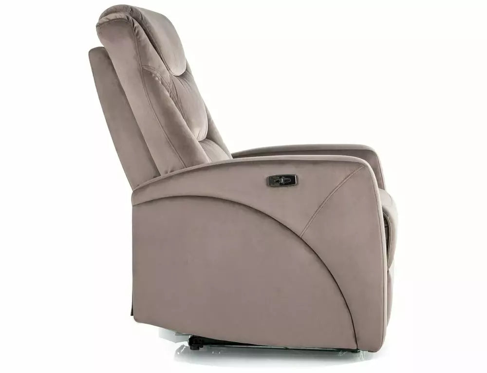 Fotoliu recliner KRONOS, stofa catifelata cappuccino - Bluvel 38, 79x94/160x107 cm