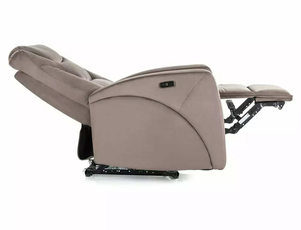Fotoliu recliner KRONOS, stofa catifelata cappuccino - Bluvel 38, 79x94/160x107 cm