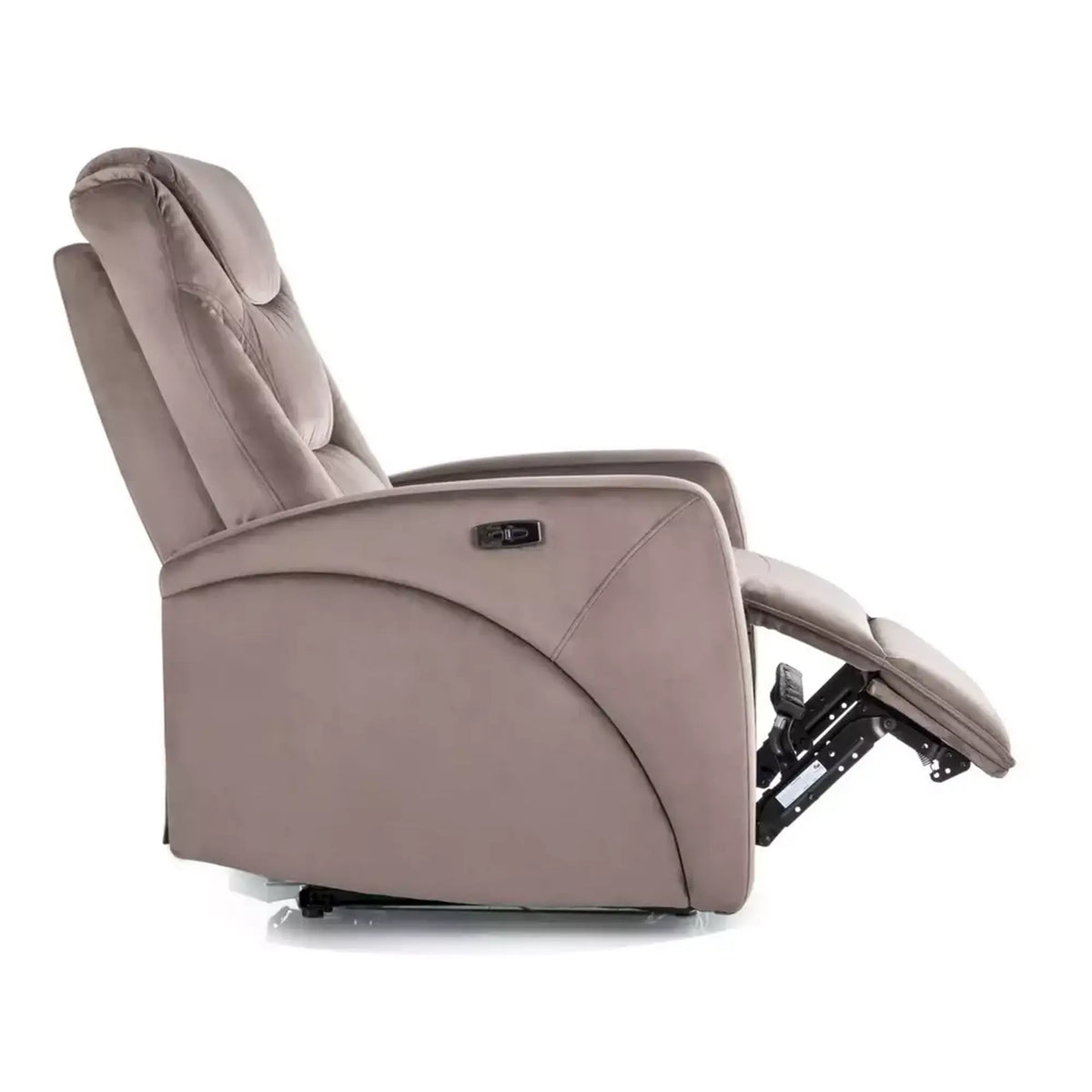 Fotoliu recliner KRONOS, stofa catifelata cappuccino - Bluvel 38, 79x94/160x107 cm