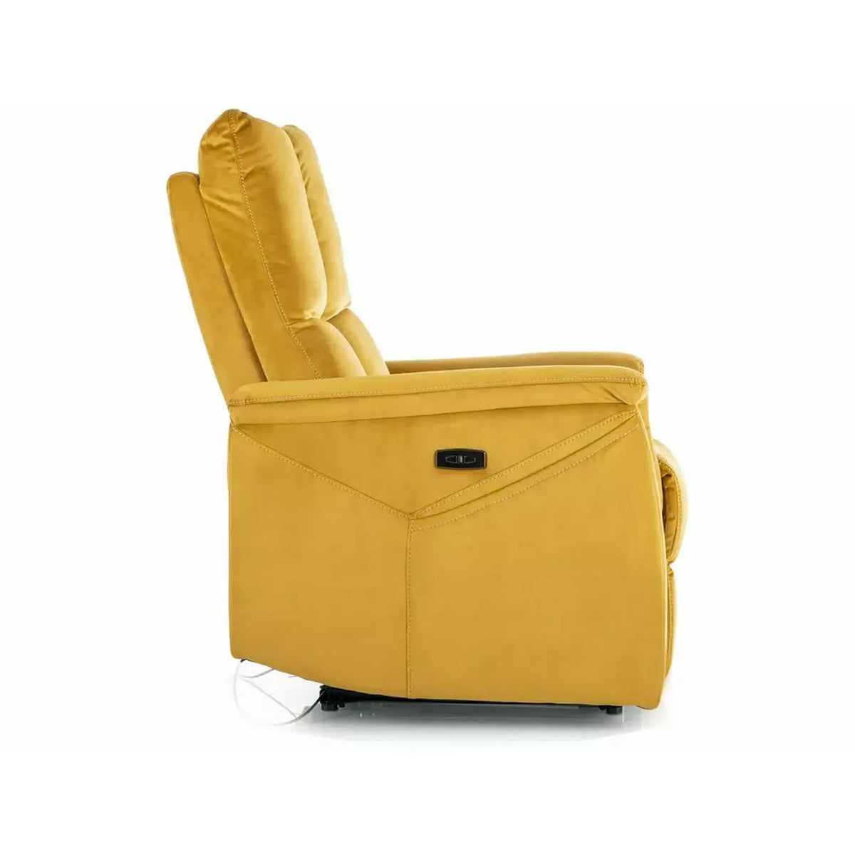 Fotoliu recliner NEPTUN, galben/negru, stofa catifelata/metal, 76x94/160x96 cm