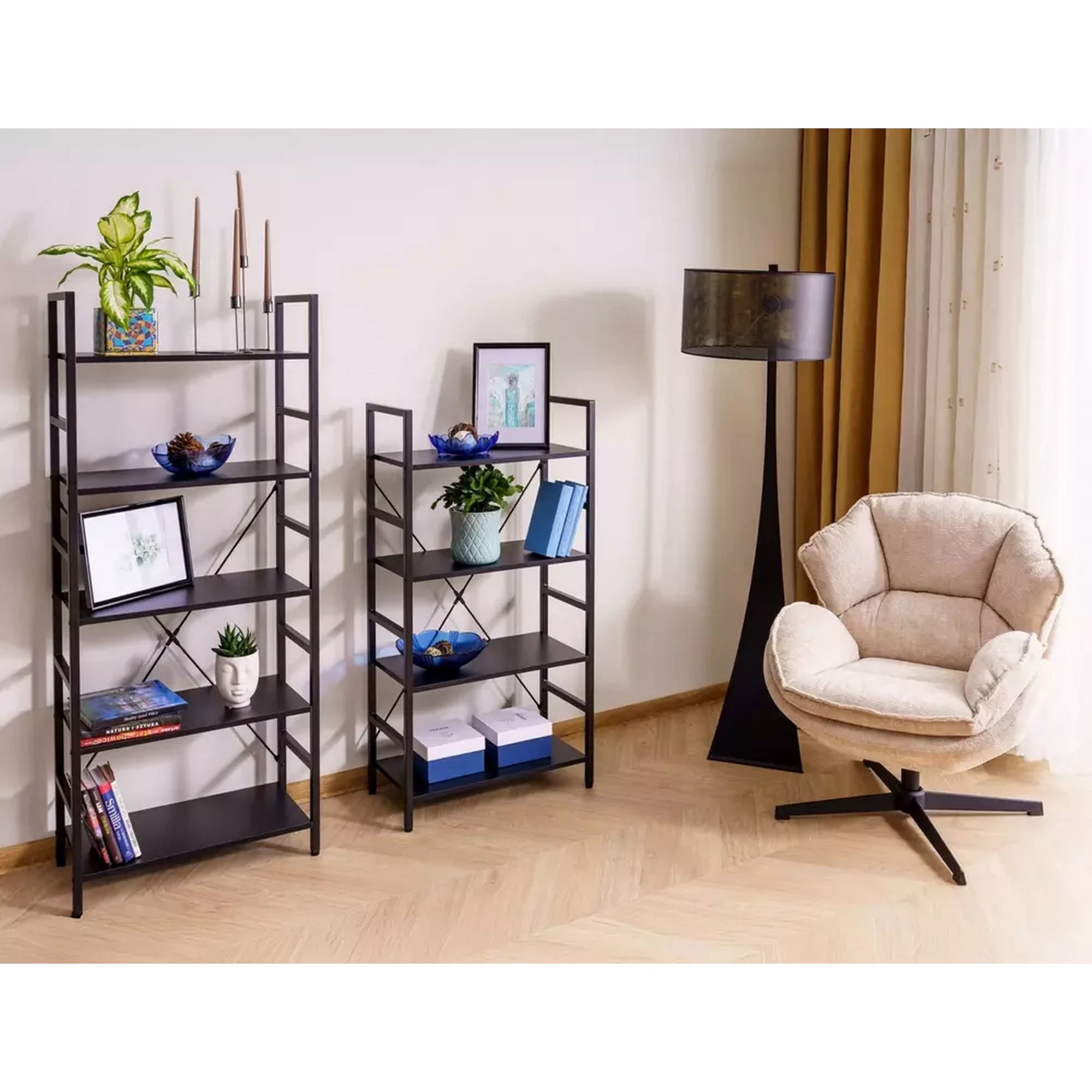 Fotoliu pufos rotativ BETTY, bej/negru, stofa clasica/metal, 73x87x83 cm