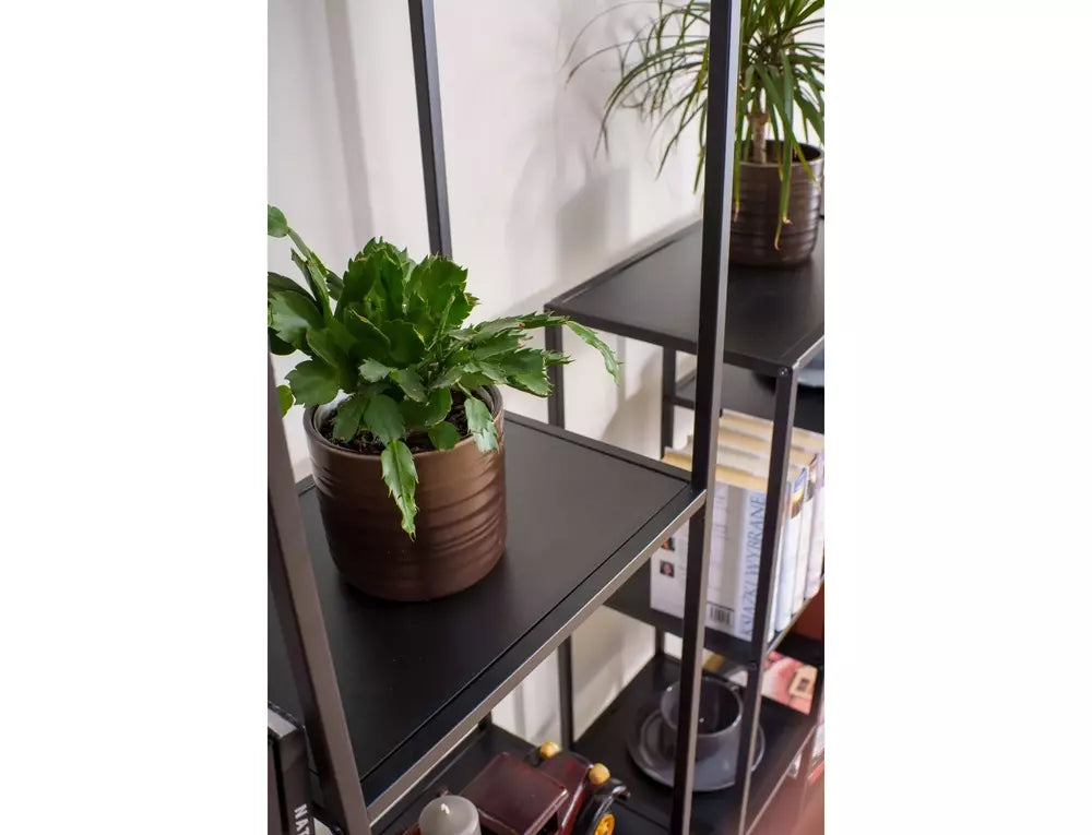 Etajera COSTA A, negru mat, PAL laminat/metal, 70x30x178 cm