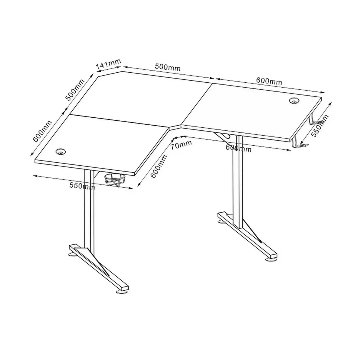 Masa birou B-219, negru, PAL/metal, 120x120x76 cm
