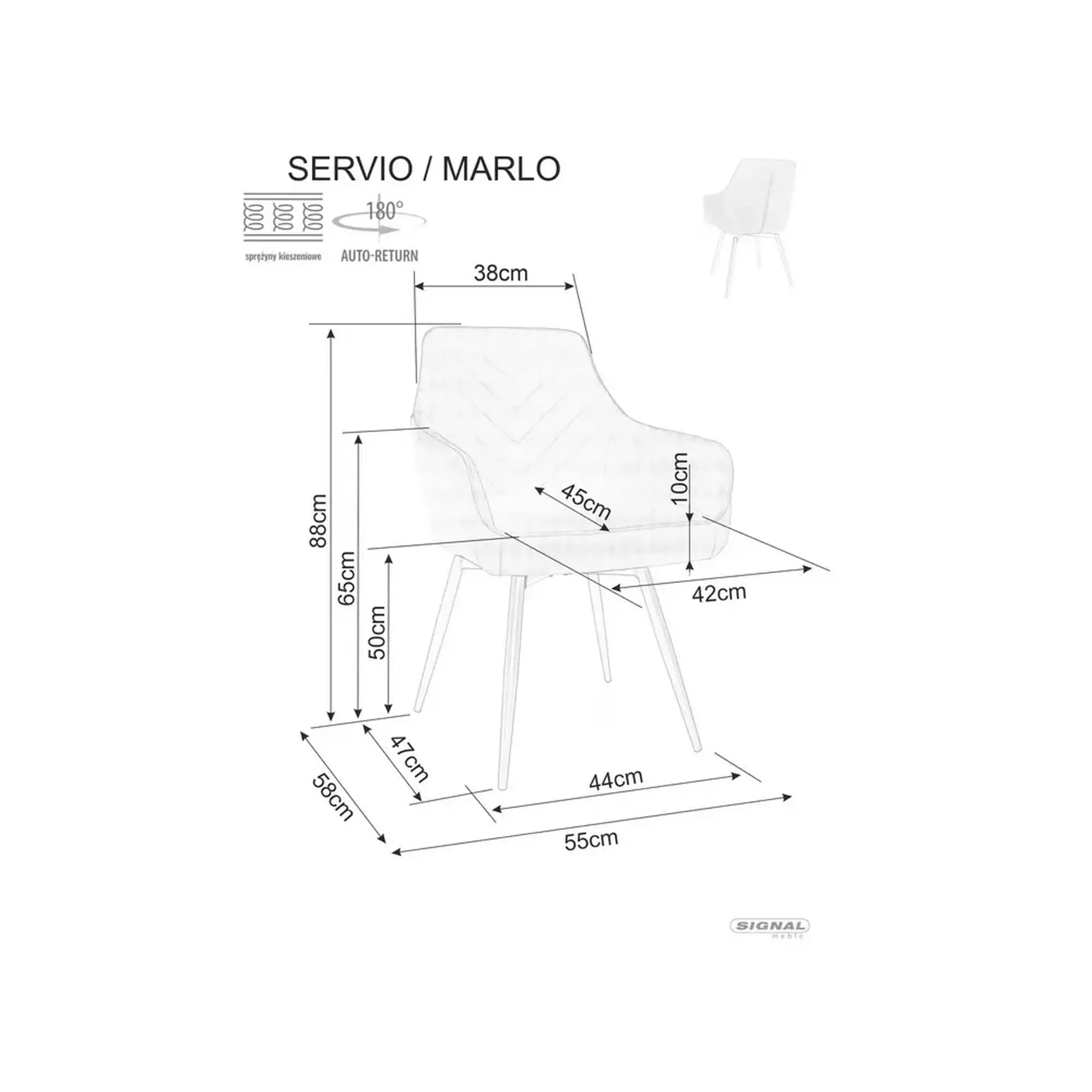 Scaun SERVIO, bej - Brego 34, stofa clasica/metal, 55x45x88 cm