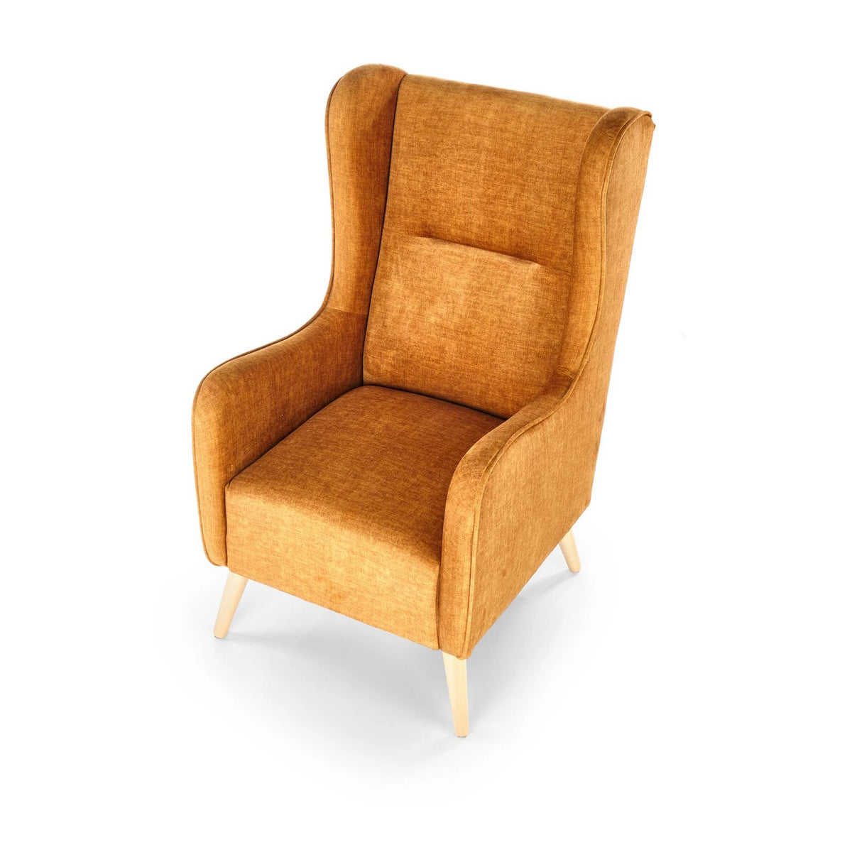 Fotoliu CHESTER 2, galben/stejar, stofa catifelata/lemn, 67x85x114 cm