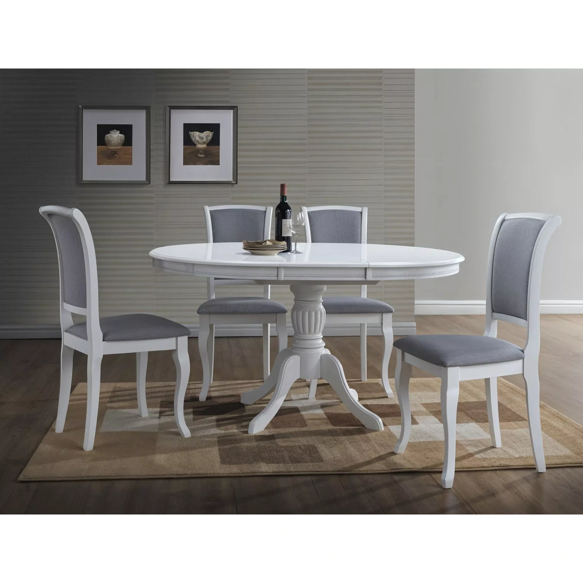Masa vintage alba OLIVIA, 106/141X106X76 cm