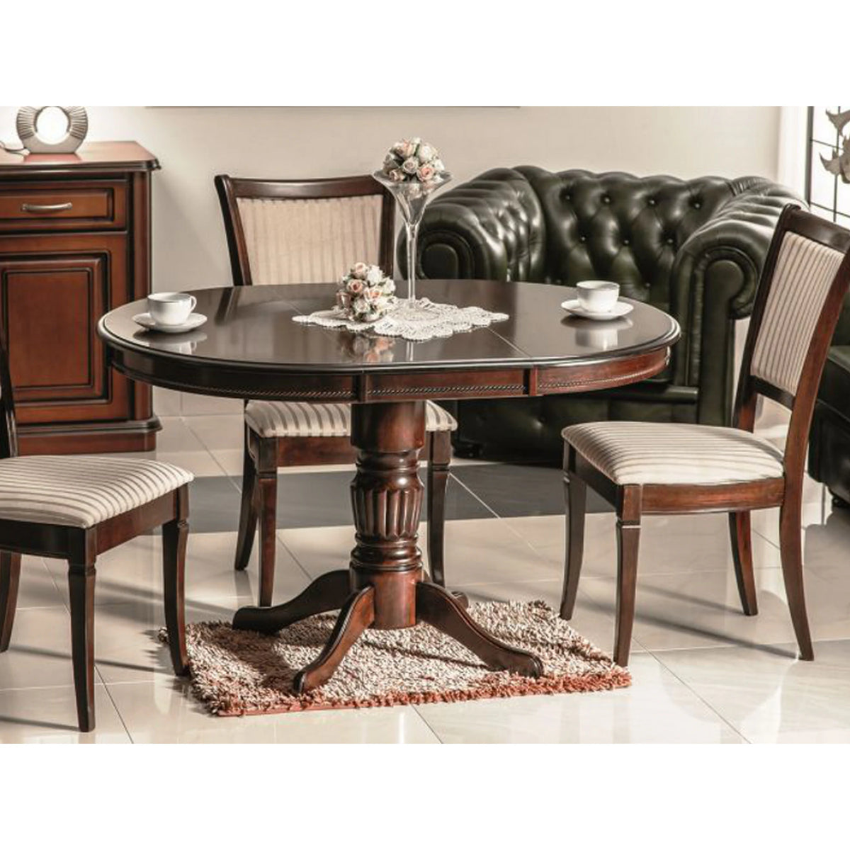 Masa extensibila din lemn Margo, nuc inchis, 90/125X90X75